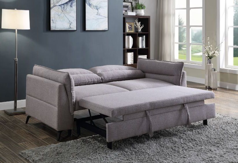 Gray Contemporary Living Room Furniture Pull Out Sleeper Sofa Built In Regarding 3 In 1 Gray Pull Out Sleeper Sofas (View 5 of 20)
