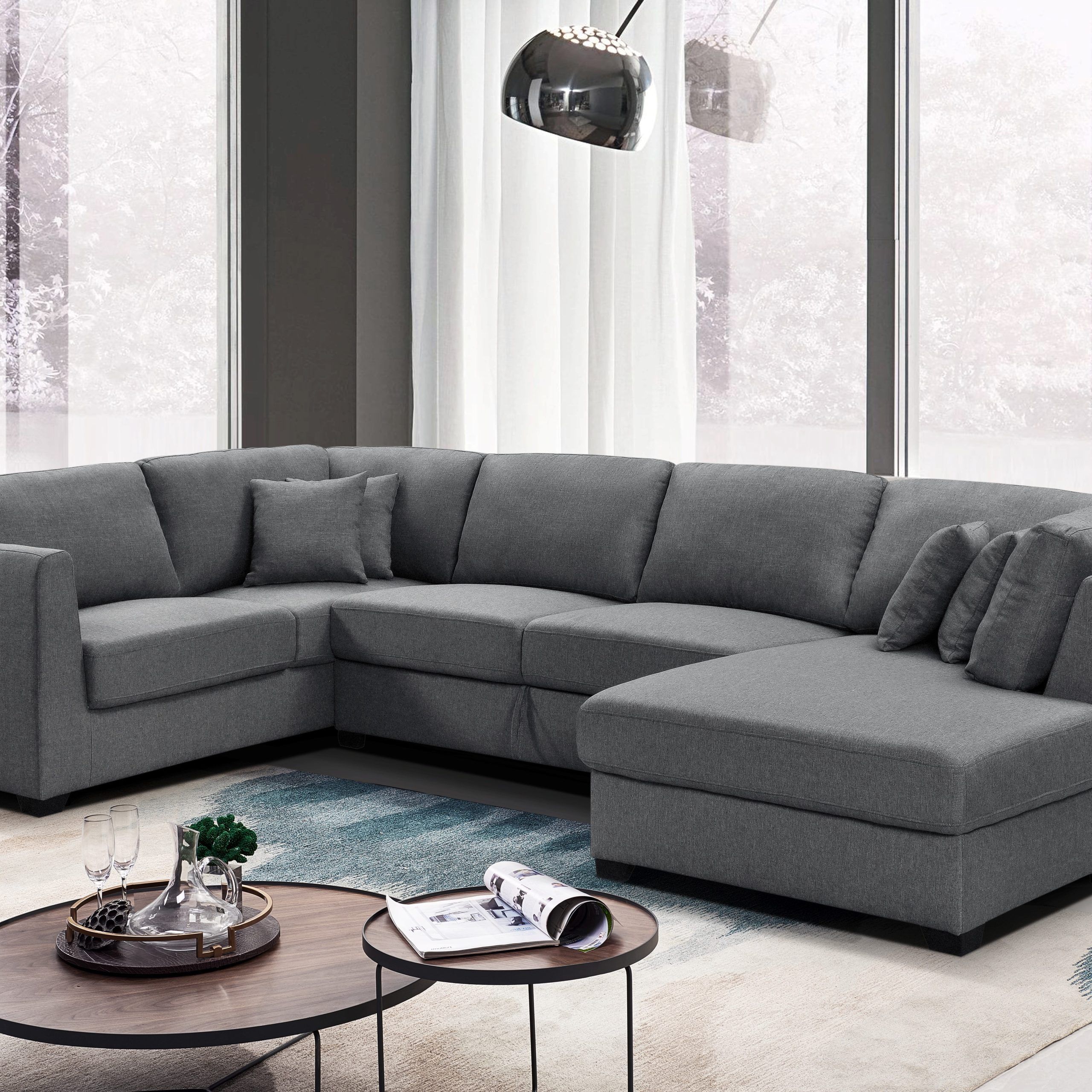 Gray U Shape Sectional Sofa With Storage – Walmart – Walmart Pertaining To Modern U Shape Sectional Sofas In Gray (View 8 of 20)