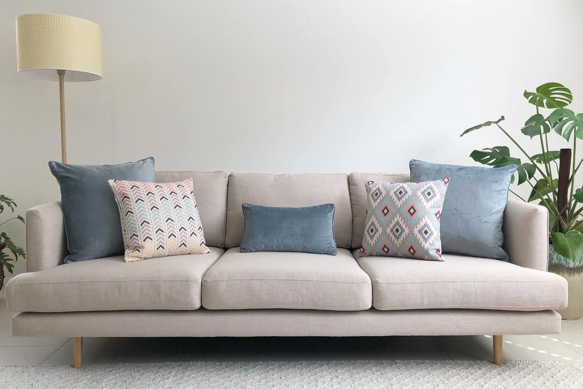 Grey Sofa With Soft Blue And Grey Cushions Inside Sofas In Bluish Grey (View 15 of 20)