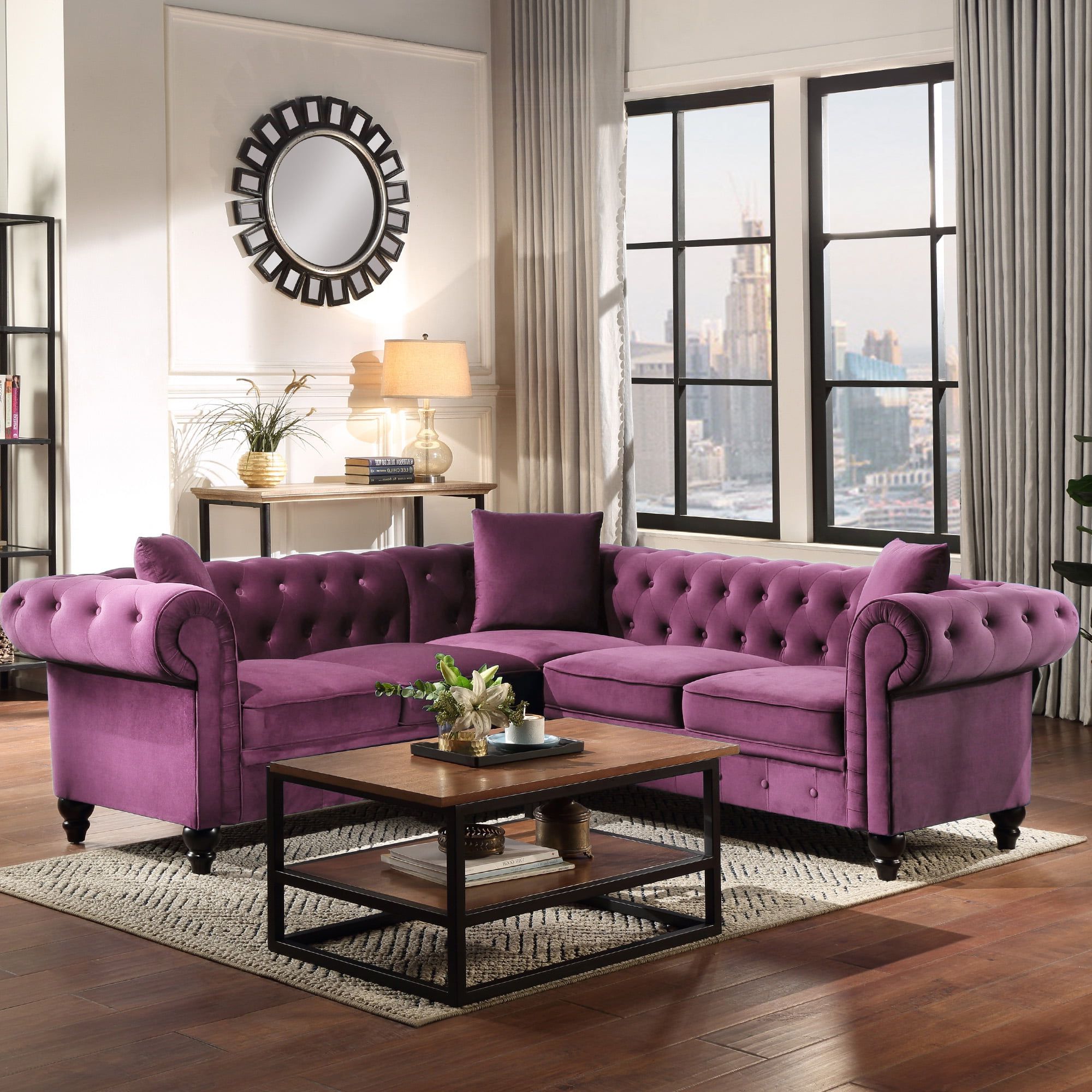 High End Living Room Chesterfield Sofa, 80'' Classic Velvet Rolled Arm Intended For Sofas For Living Rooms (View 7 of 20)