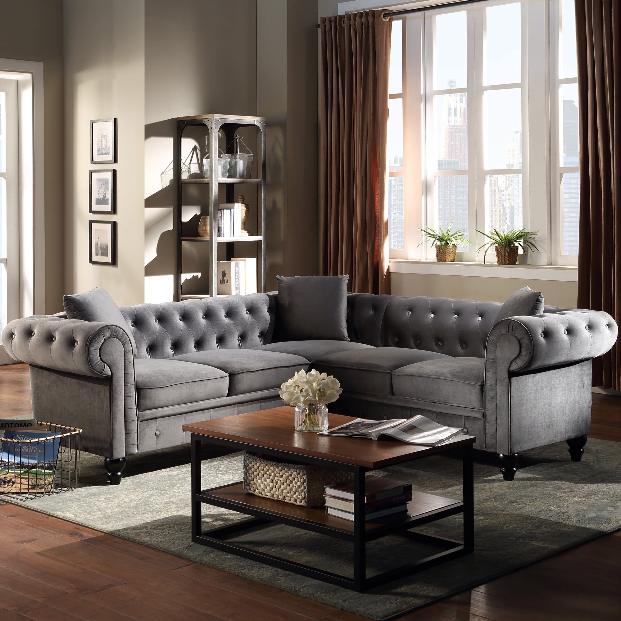 High End Living Room Chesterfield Sofa, 80'' Velvet Rolled Arm With Regard To Sofas For Living Rooms (View 6 of 20)