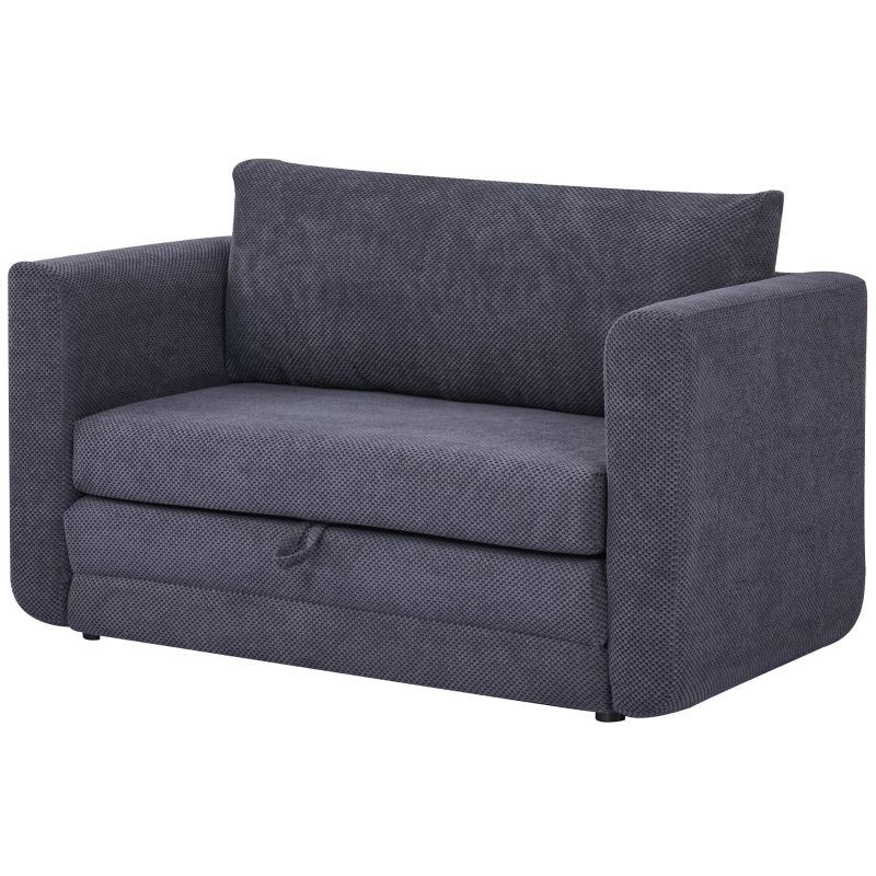 Homcom Pull Out Sofa Bed, Modern Convertible Loveseat Sleeper With 3 In 1 Gray Pull Out Sleeper Sofas (View 14 of 20)
