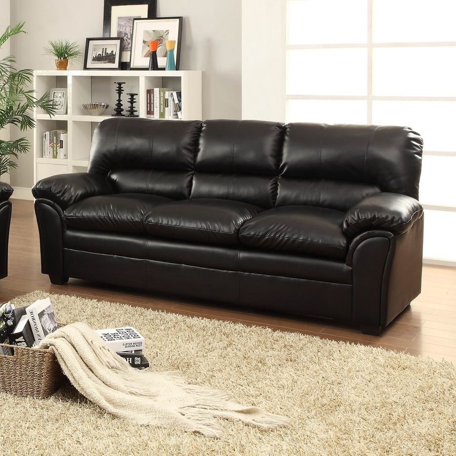 Homelegance Talon Casual Black Faux Leather Sofa At Lowes Throughout Right Facing Black Sofas (View 5 of 20)