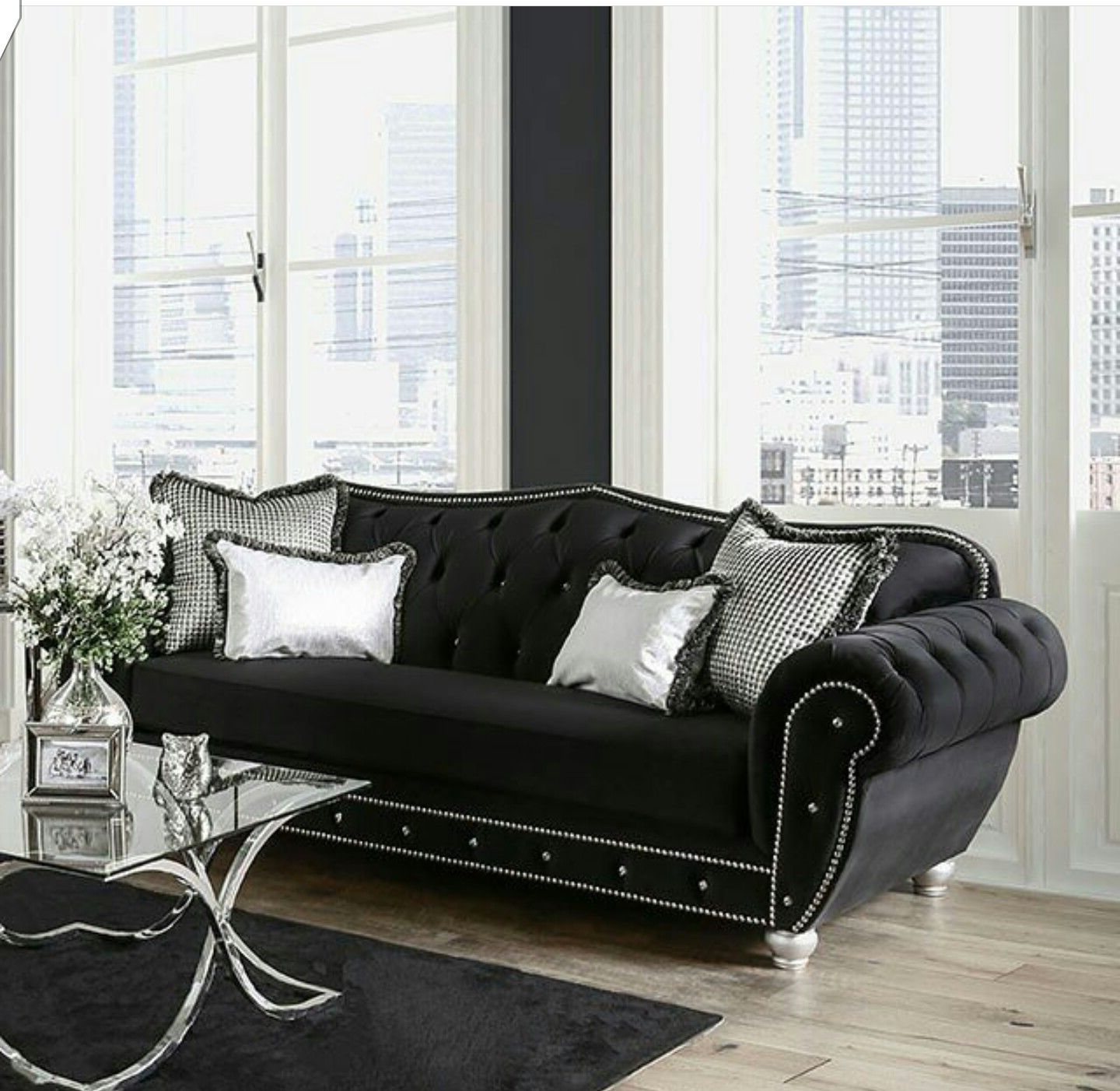 Homes Imageenticing | Black Fabric Sofa, Furniture Of America Pertaining To Traditional Black Fabric Sofas (Gallery 1 of 20)
