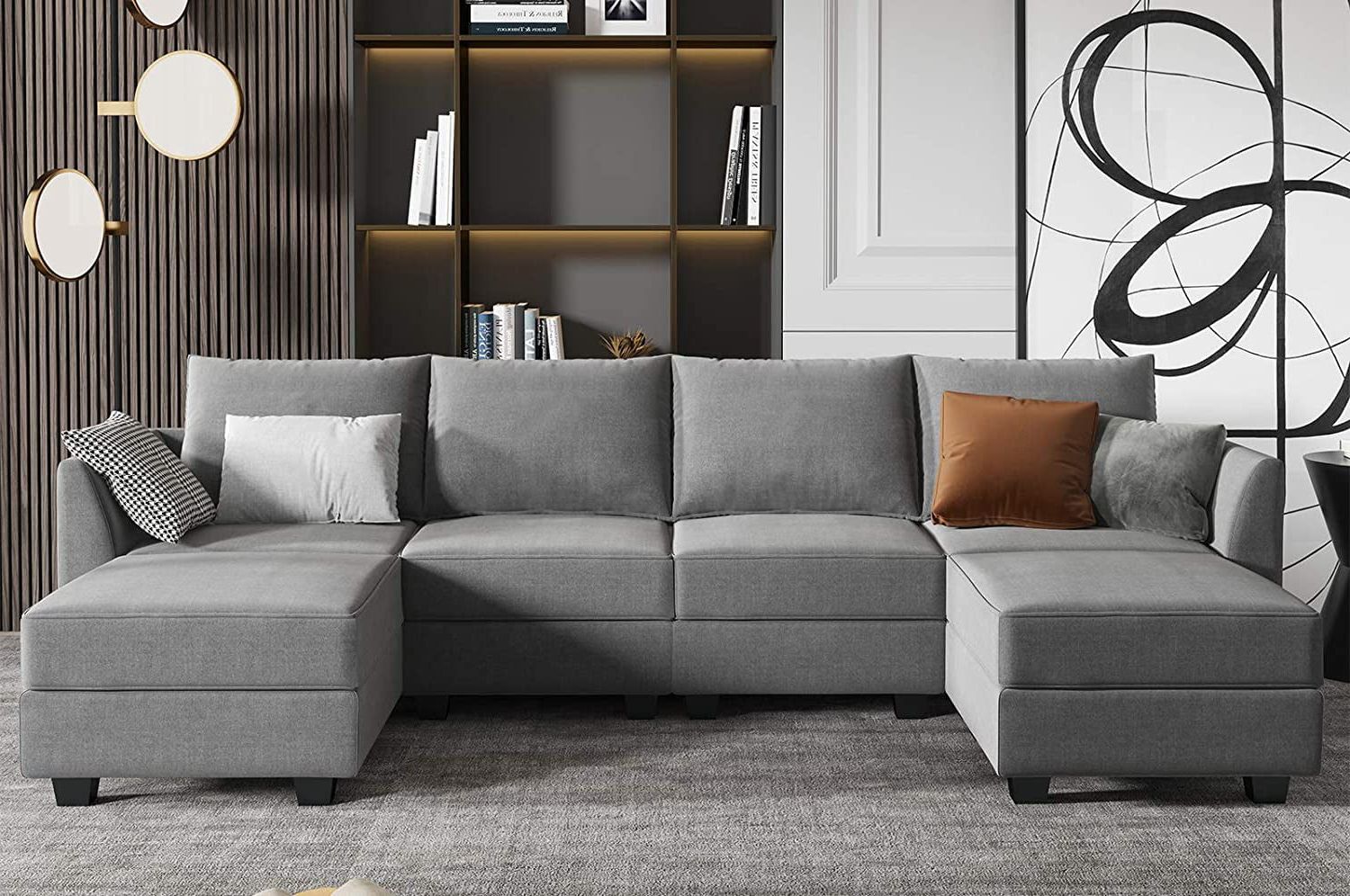 Honbay Modular Sectional Sofa U Shaped Couch With Reversible Chaise For Modern U Shape Sectional Sofas In Gray (View 4 of 20)