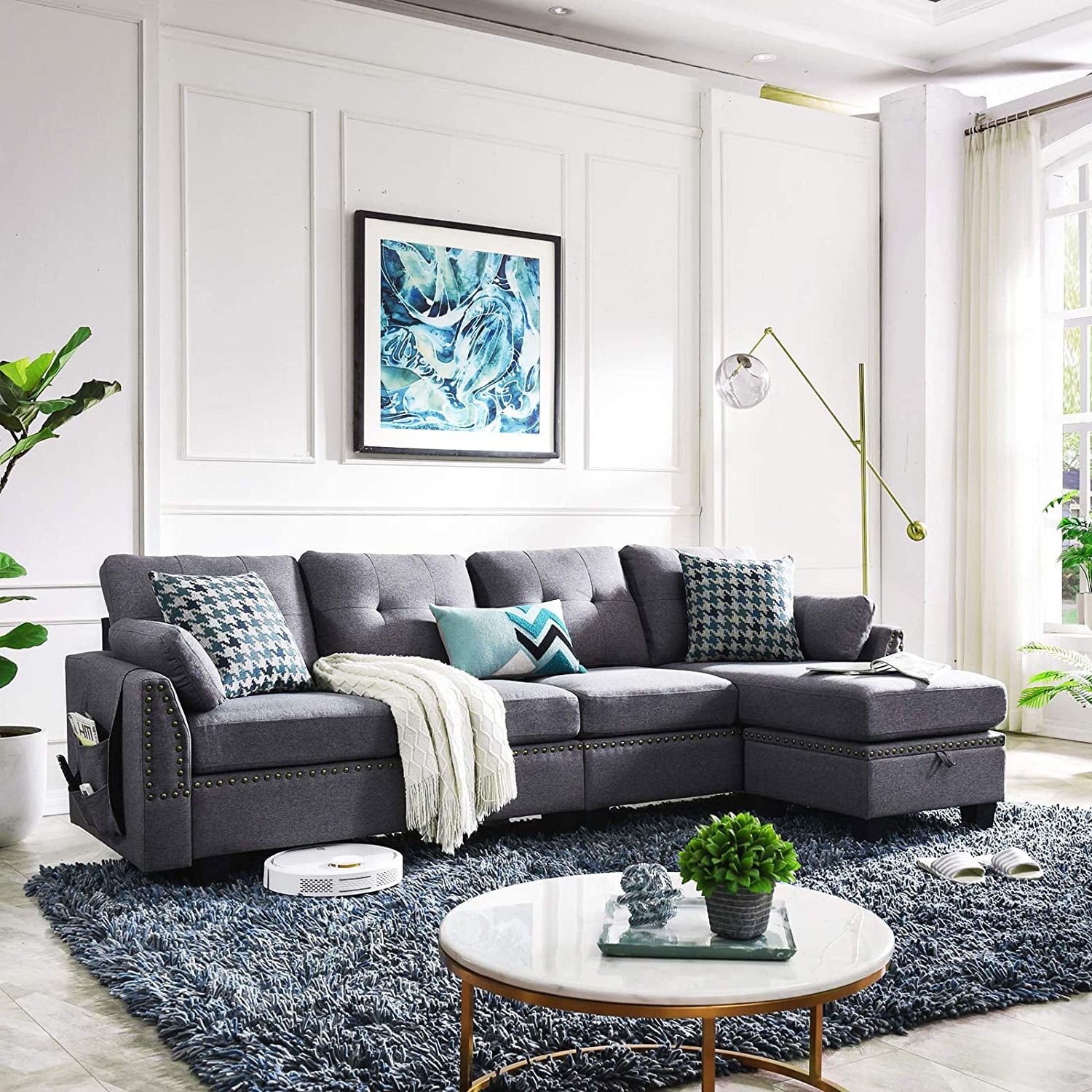Honbay Reversible Sectional Sofa For Living Room L Shape Couch 4 Seat Pertaining To Sofas For Living Rooms (View 17 of 20)
