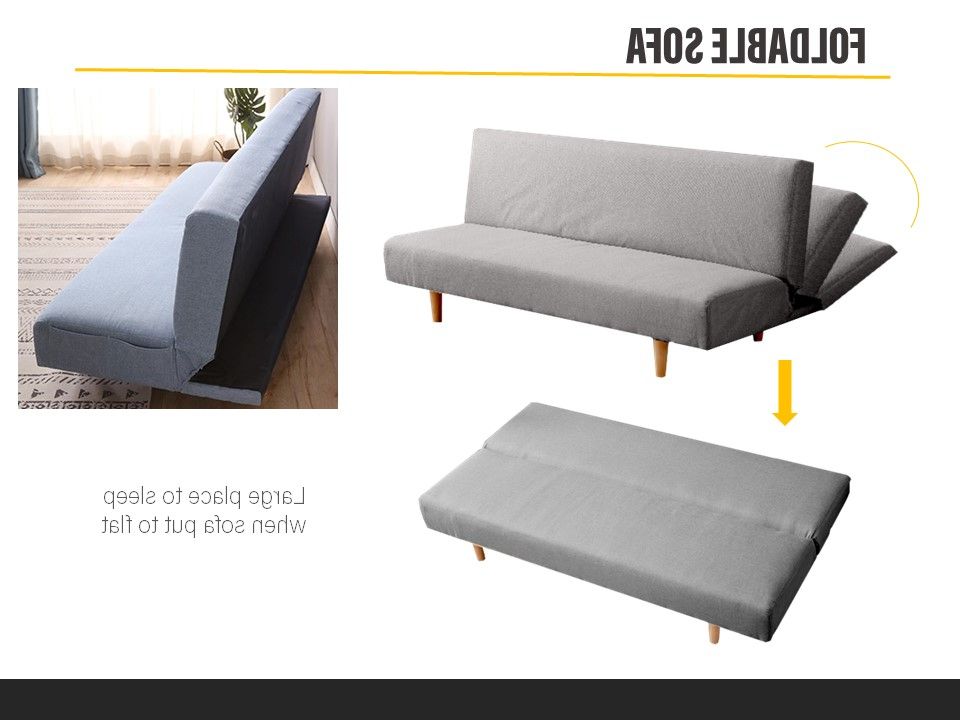 Kazuki Foldable Sofa Bed / L Shape Sofa / Canvas Sofa / 2 In 1 Sofa Throughout 2 In 1 Foldable Sofas (View 9 of 20)