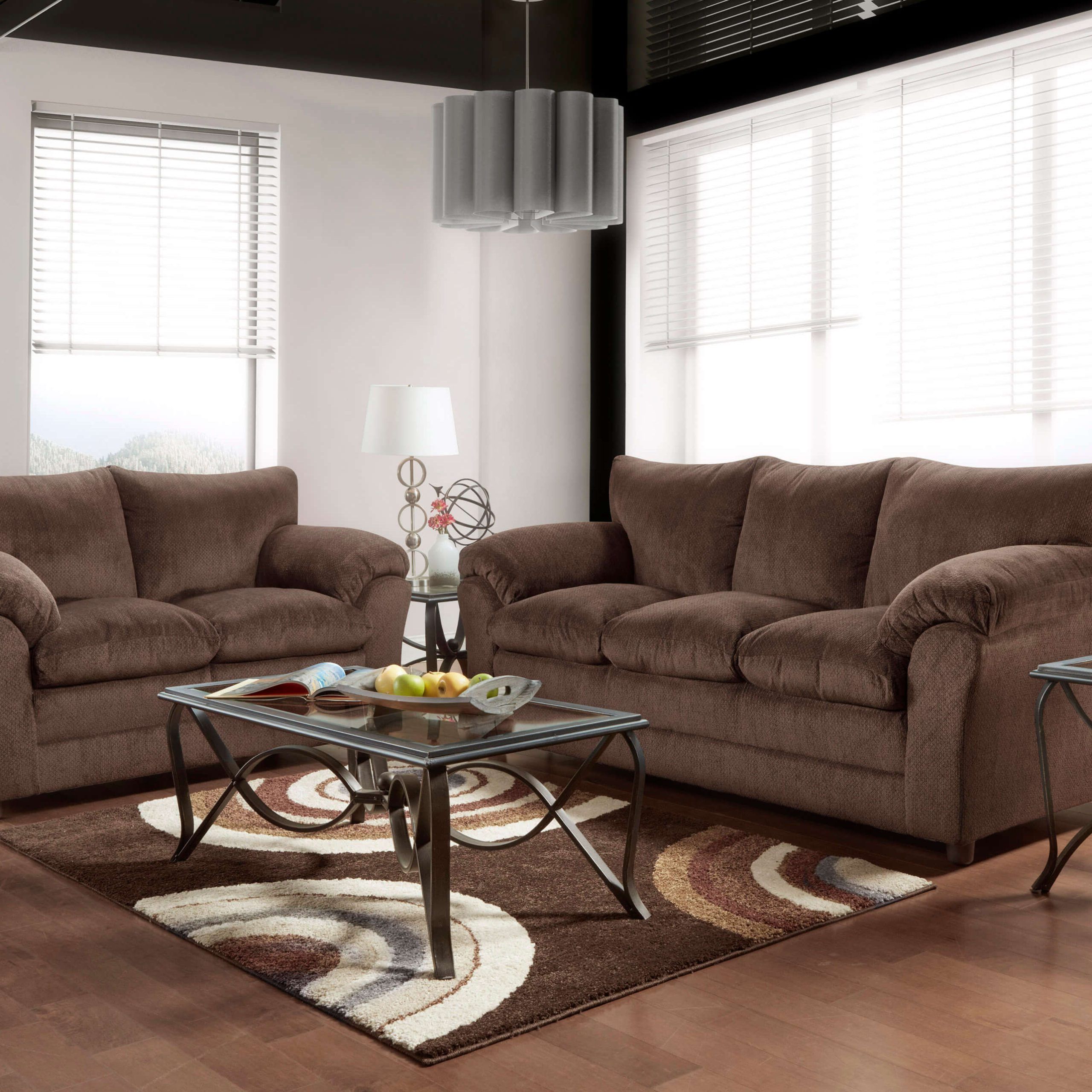 Kelly Chocolate Sofa And Loveseat | Fabric Living Room Sets Within Sofas In Chocolate Brown (Gallery 7 of 20)