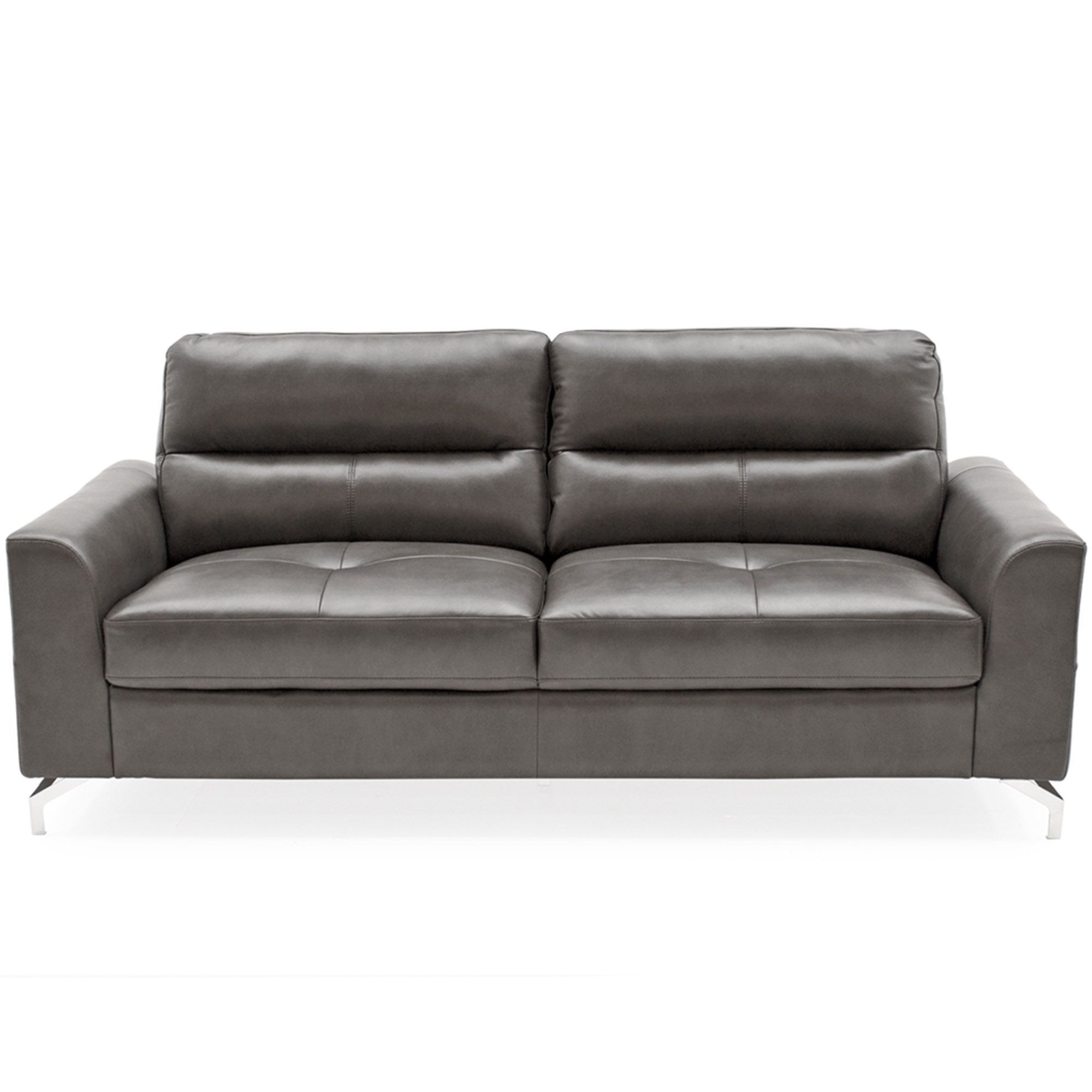 Lambro 3 Seater Sofa Grey Faux Leather – All Sofa Collections – Meubles Intended For Traditional 3 Seater Faux Leather Sofas (View 16 of 20)