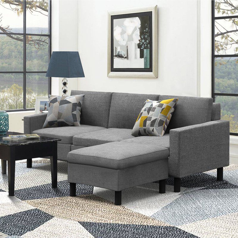 Latitude Run® Convertible Sectional Sofa With Reversible Chaise, L Inside 3 Seat Convertible Sectional Sofas (View 9 of 20)
