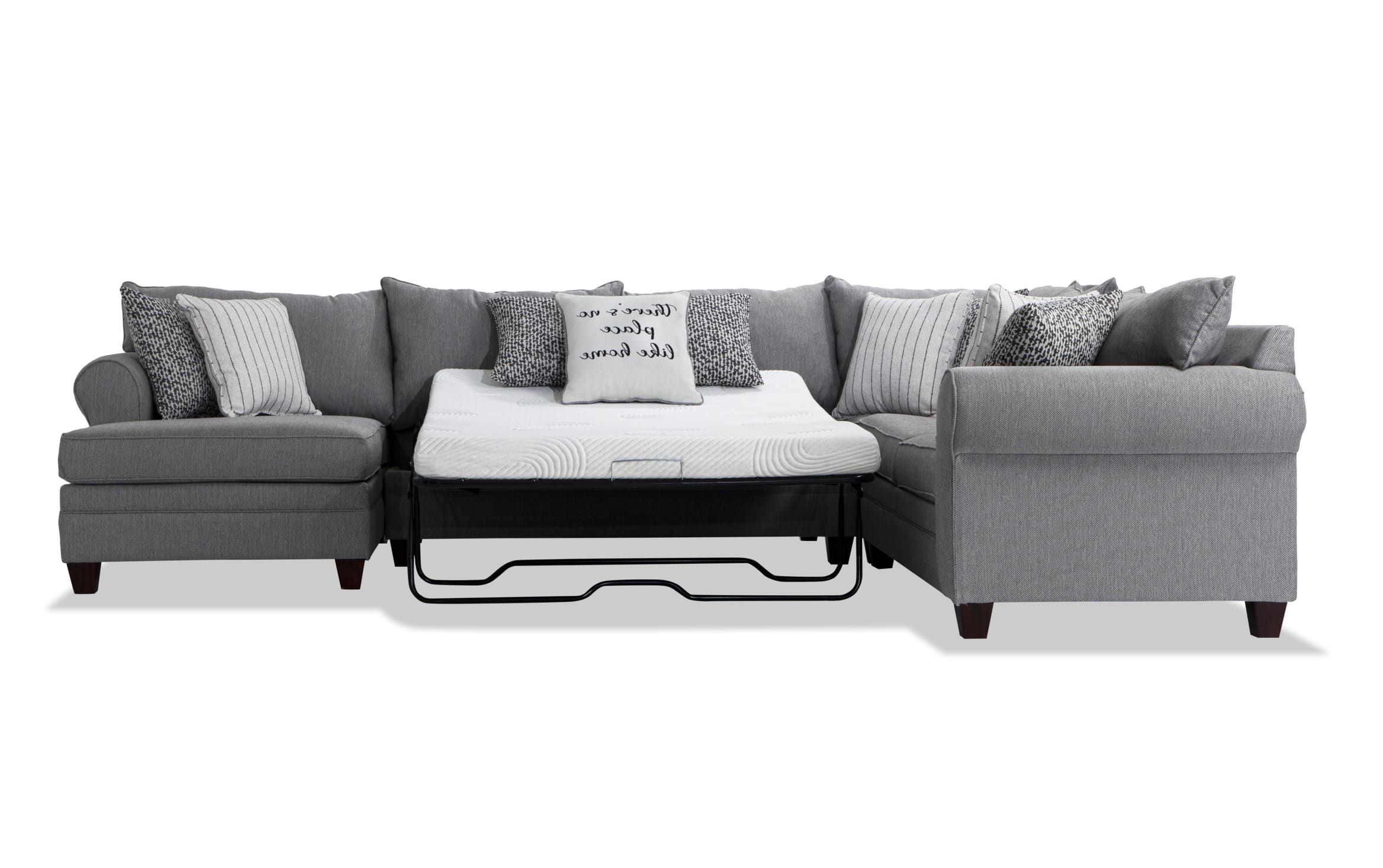 Laurel Gray 4 Piece Bob O Pedic Left Arm Facing Sleeper Sectional For Left Or Right Facing Sleeper Sectionals (View 13 of 20)
