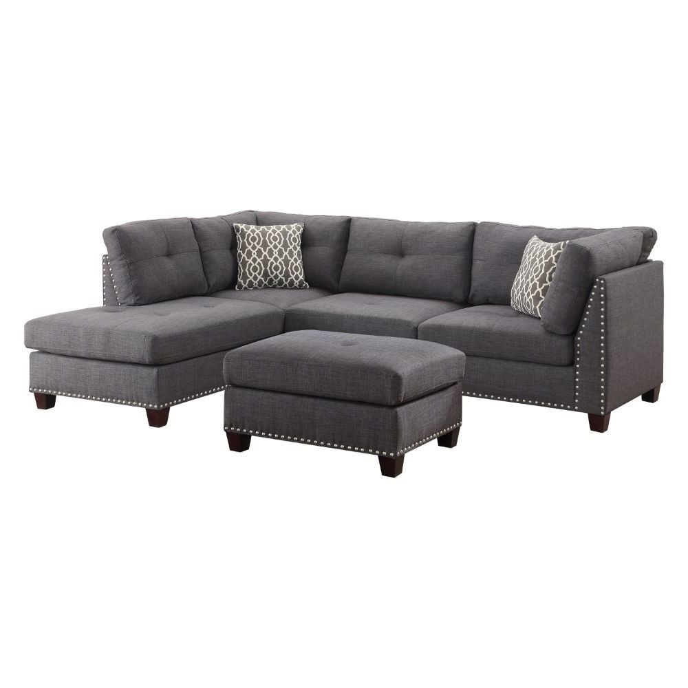 Laurissa – Sectional Sofa – Light Charcoal Linen – New Lots Furniture Inside Light Charcoal Linen Sofas (View 5 of 20)