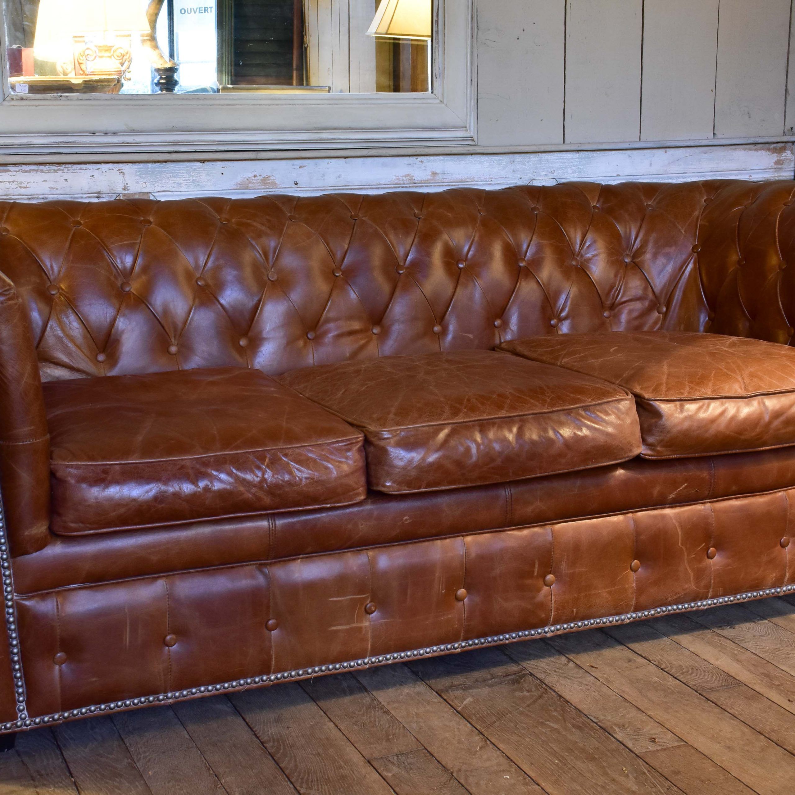 Leather Chesterfield Three Seat Sofa From The 1940’s – Chez Pluie Intended For Chesterfield Sofas (View 16 of 20)