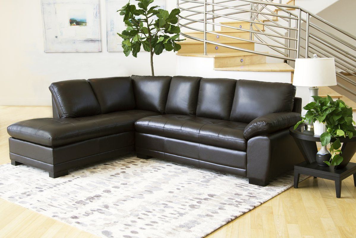 Lindsay 114" Wide Right Hand Facing Modular Sofa & Chaise | Leather For Right Facing Black Sofas (View 17 of 20)