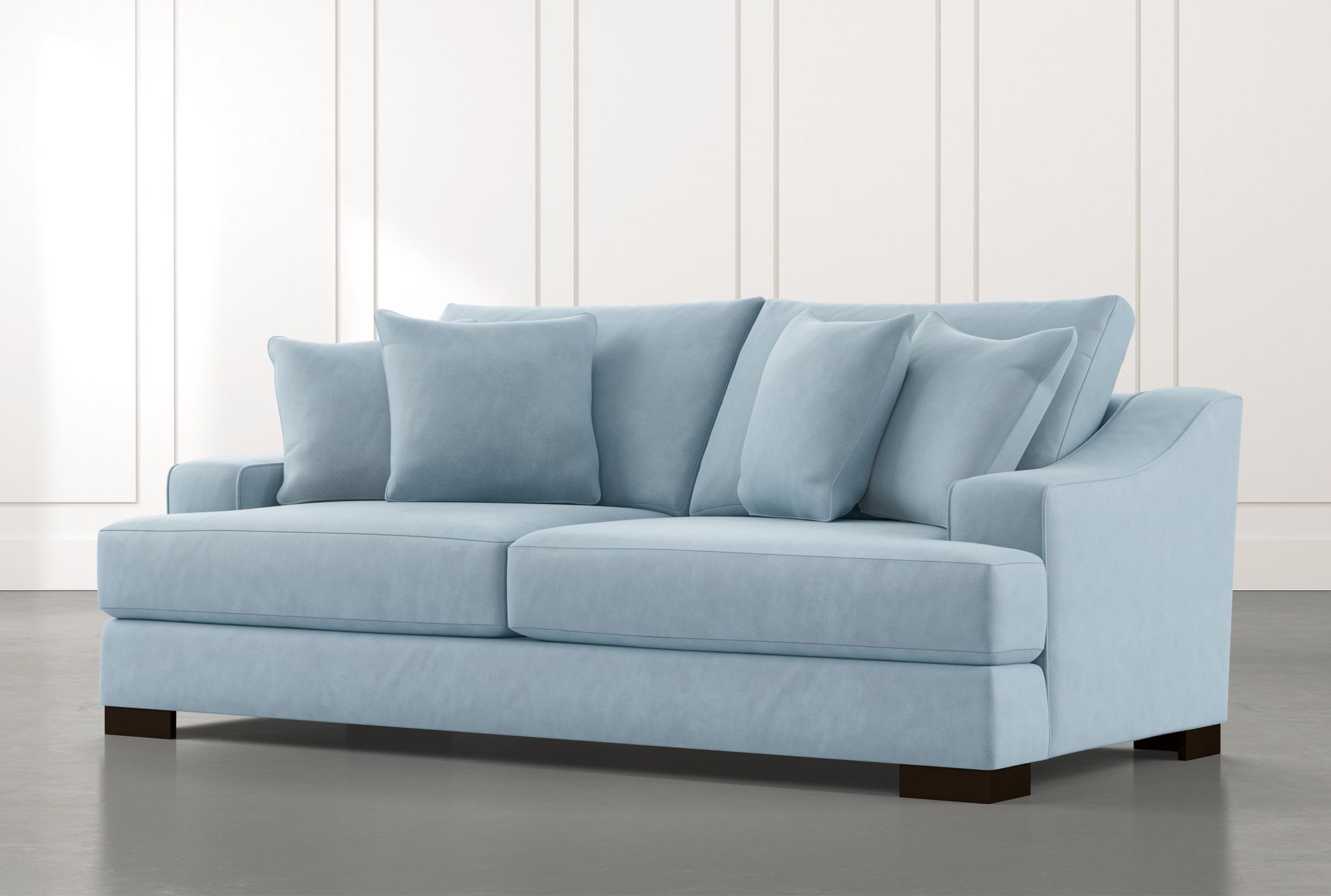 Lodge 96" Light Blue Sofa | Living Spaces With Modern Blue Linen Sofas (View 11 of 20)