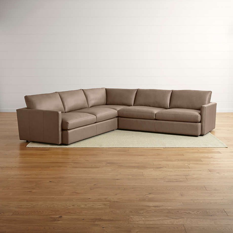 Lounge Ii Three Piece Leather Sectional Sofa | Crate And Barrel Pertaining To 3 Piece Leather Sectional Sofa Sets (View 10 of 20)