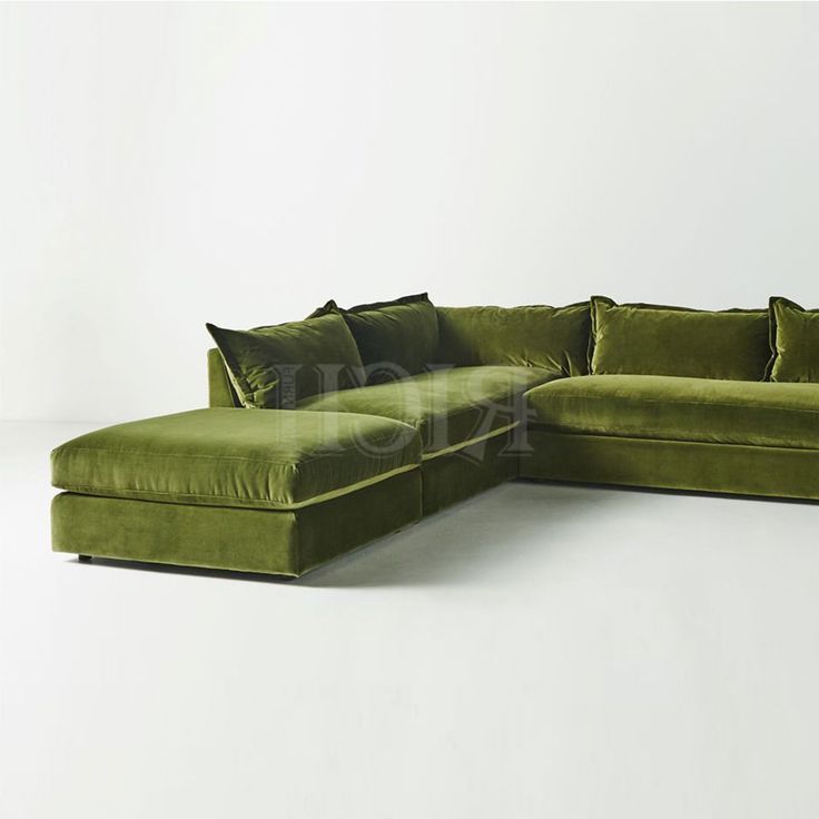 Low Modular Lobby Velvet Green Sofa L Shape Right Hand Sectional Sofa Intended For Green Velvet Modular Sectionals (Gallery 2 of 20)