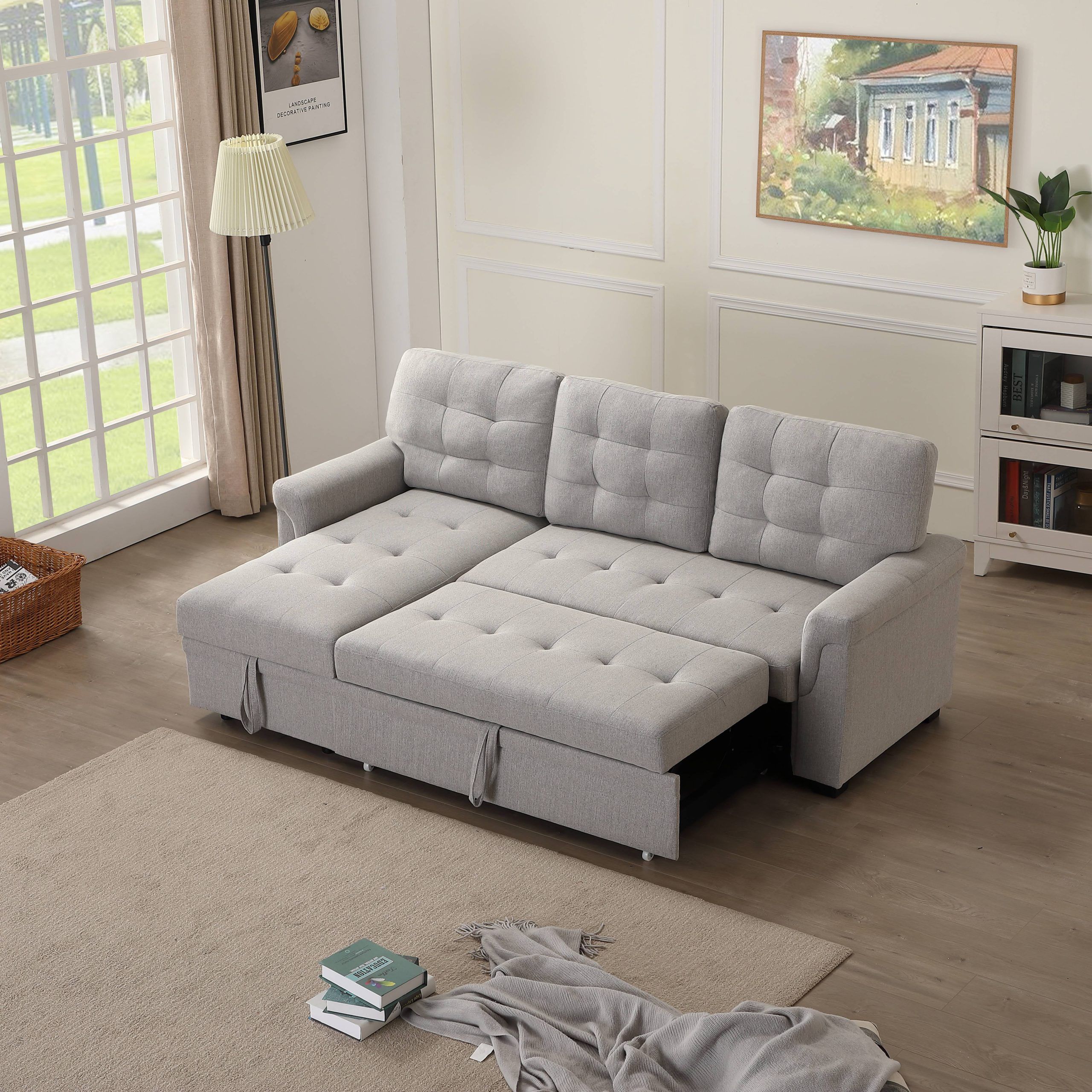 Madison Home Traditional Small Space Velvet Sectional Sofa With Pertaining To 3 Seat Convertible Sectional Sofas (View 18 of 20)