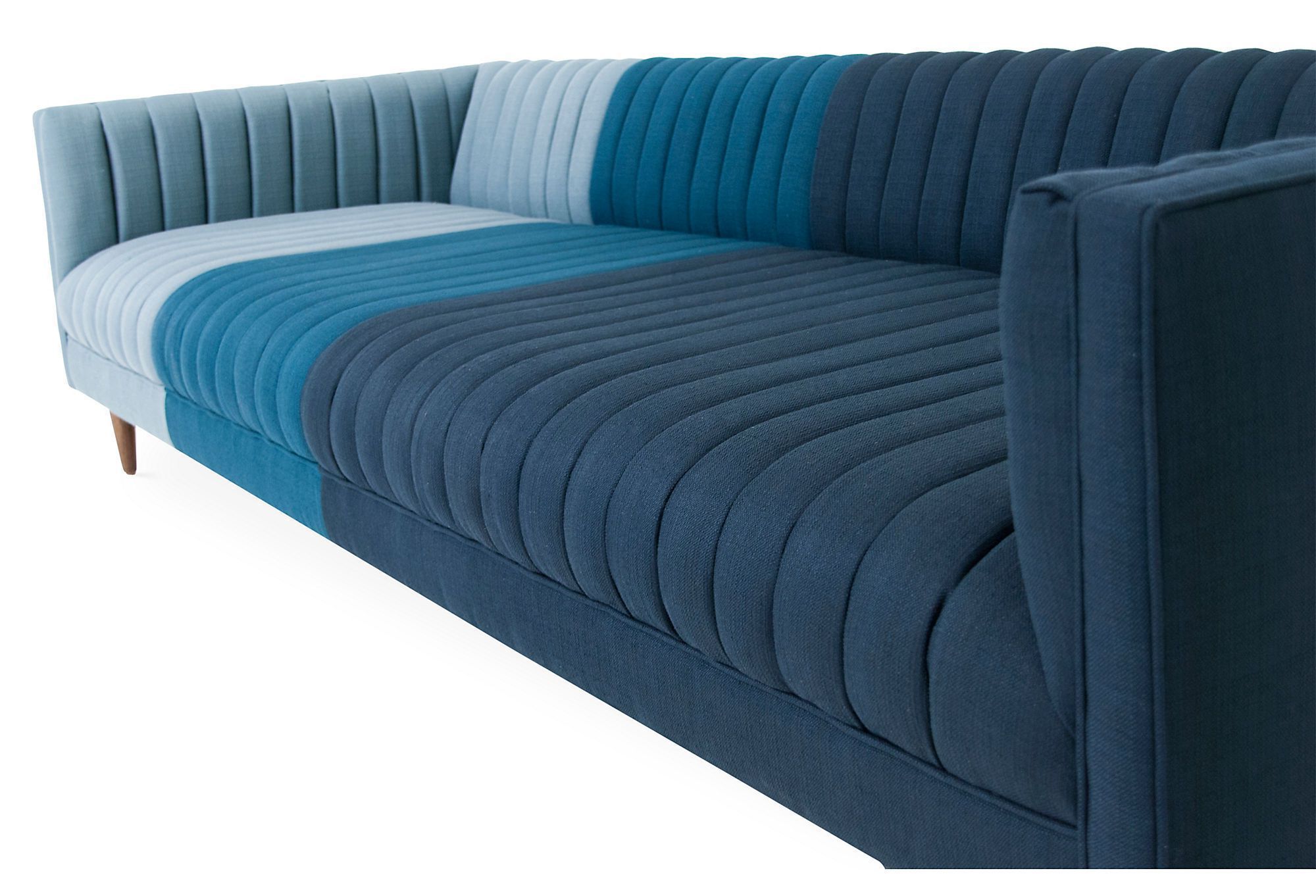 Manhattan 96" Sofa, Ombre Blue Linen | Mid Century Style Sofas, Sofa Within Modern Blue Linen Sofas (View 16 of 20)