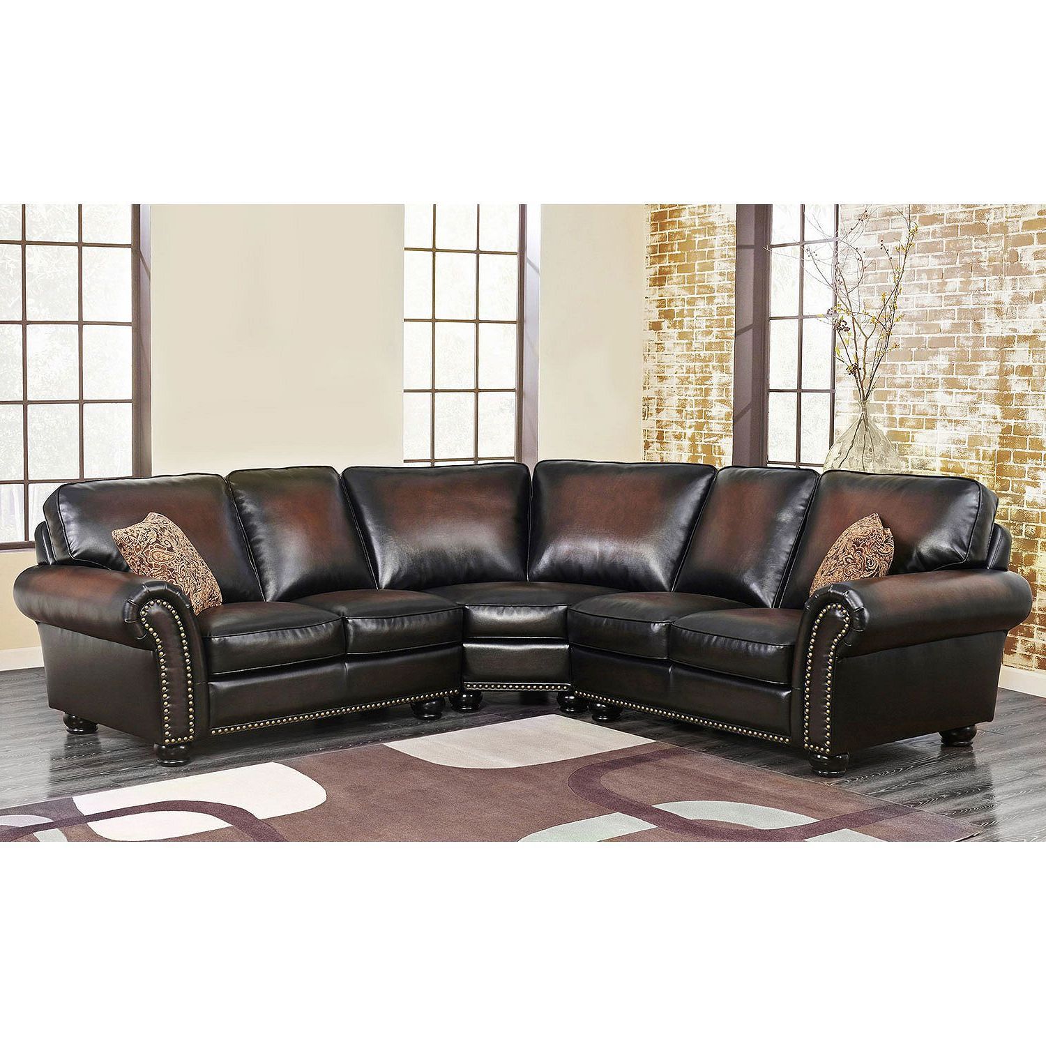 Melrose Leather 3 Piece Sectional – Sam's Club Regarding 3 Piece Leather Sectional Sofa Sets (View 9 of 20)