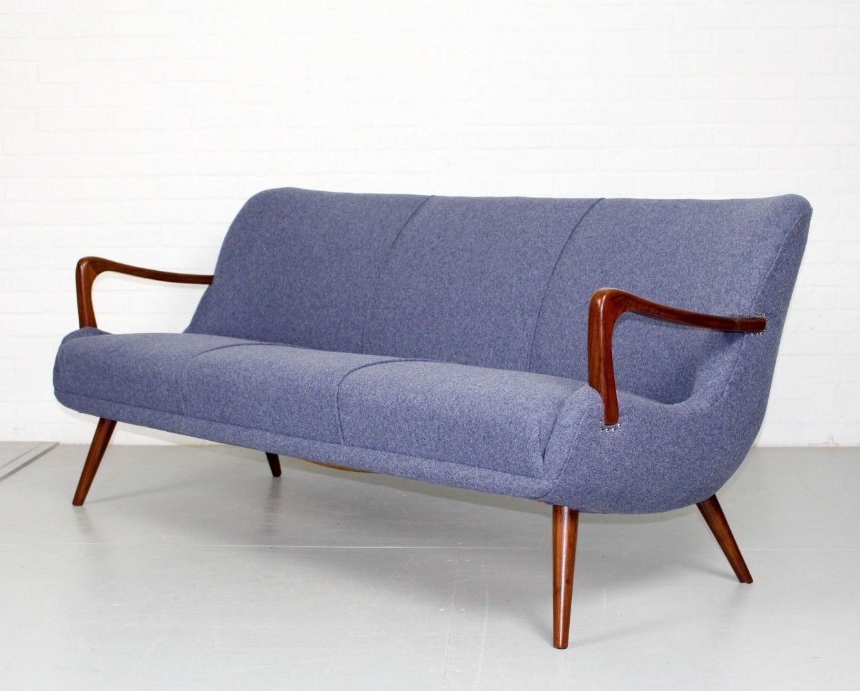 Mid Century 3 Seater Sofa With Teak Armrest & Legs, 1960s | Vintage With Mid Century 3 Seat Couches (Gallery 18 of 20)