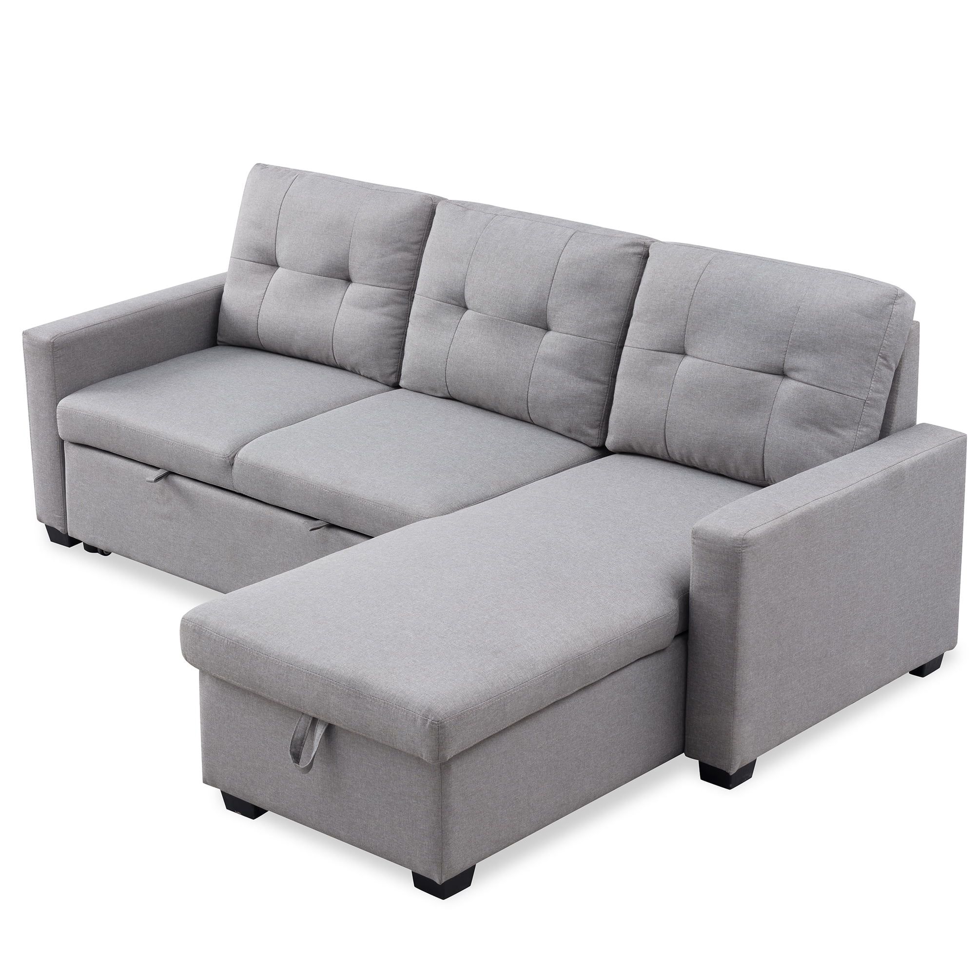 Mid Century Sectional Sofa With Pull Out Sleeper, 82" X 60" X 35 Pertaining To 3 In 1 Gray Pull Out Sleeper Sofas (View 13 of 20)