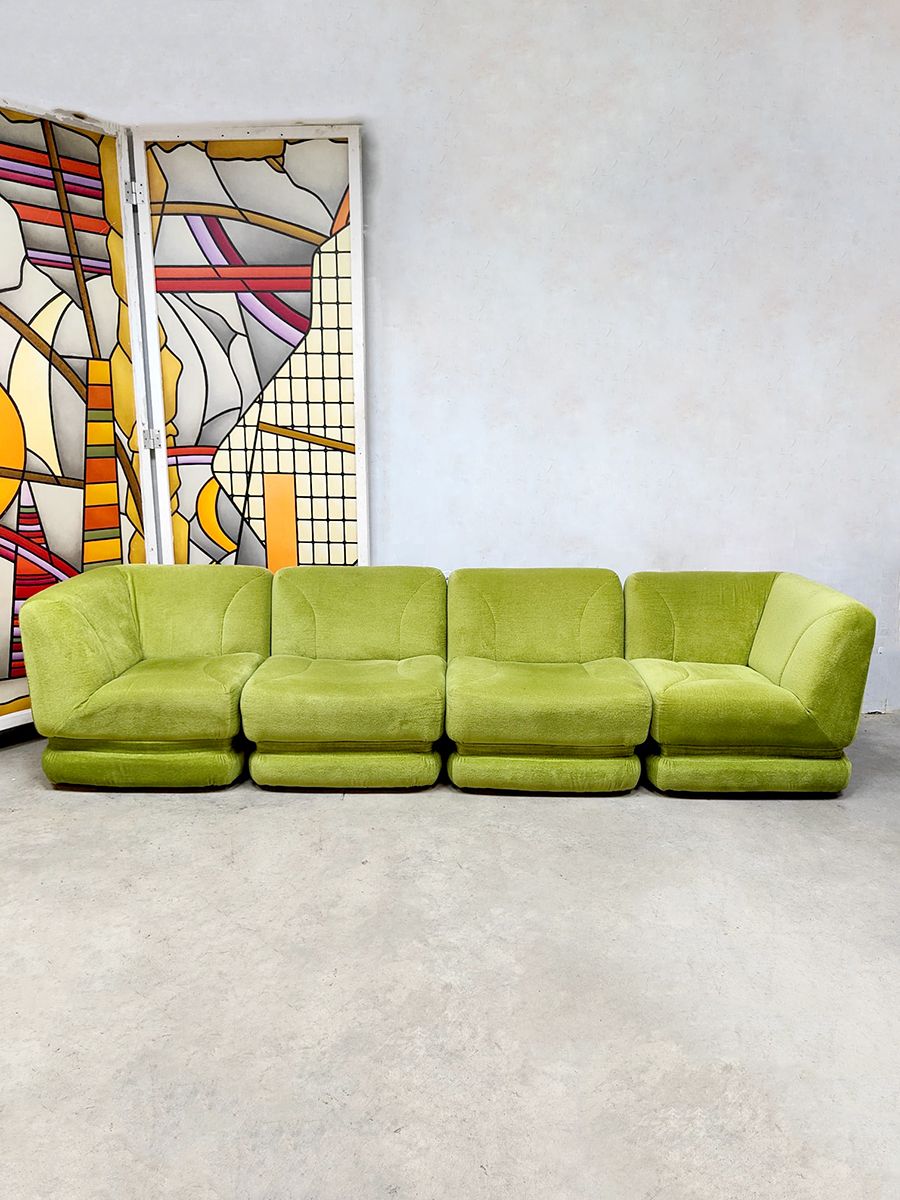 Midcentury Velvet Modular Sofa Modulaire Bank Musterring ‘green Spirit Throughout Green Velvet Modular Sectionals (Gallery 11 of 20)