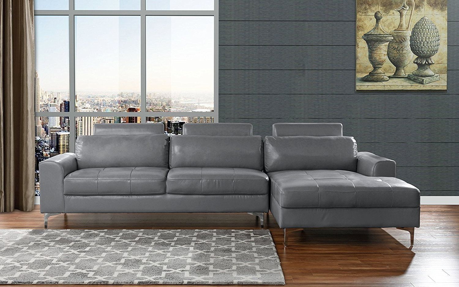 Modern Large Leather Sectional Sofa, L Shape Couch With Extra Wide Inside Modern L Shaped Sofa Sectionals (View 11 of 20)