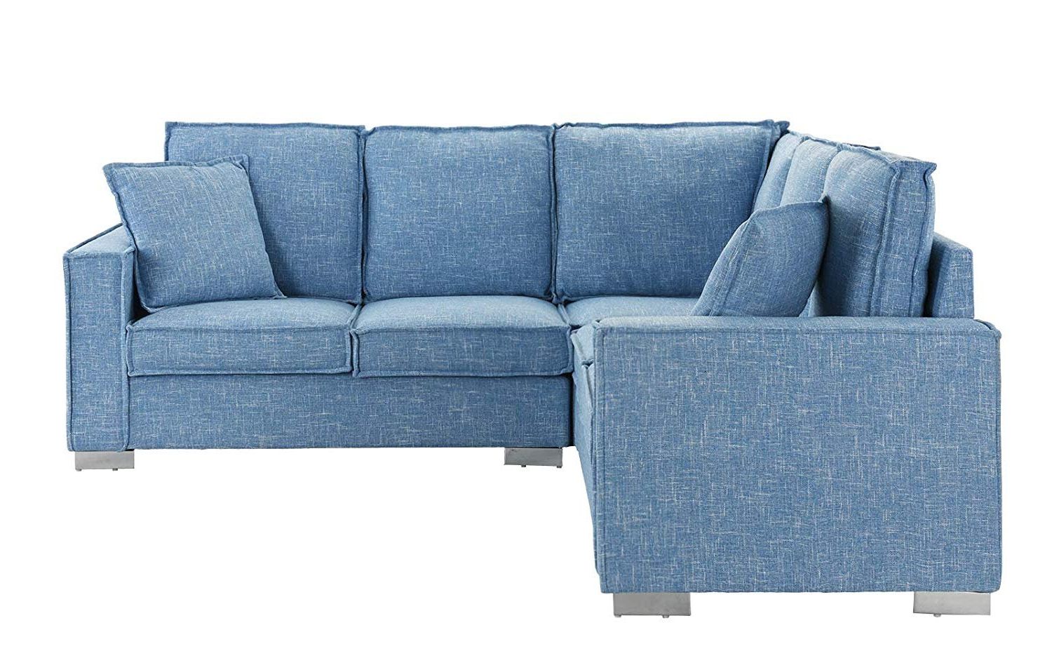 Modern Living Room Linen Fabric Sectional Sofa, L Shape Couch, 2 Intended For Modern Blue Linen Sofas (View 2 of 20)