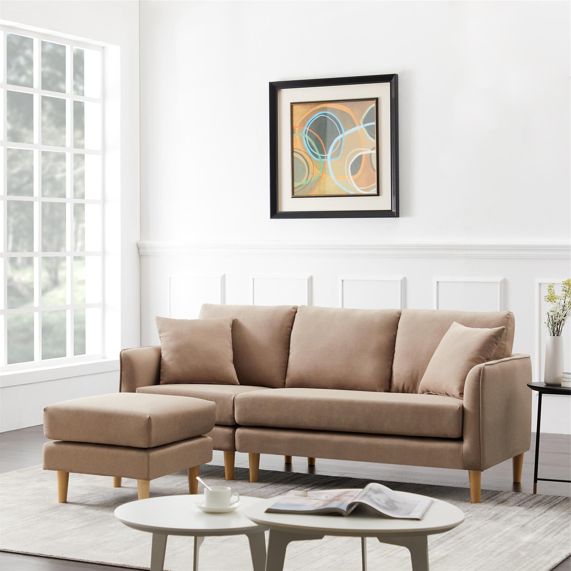 Modern Upholstered Sofa With Reversible Sectional Chaise L Shaped Pertaining To L Shape Couches With Reversible Chaises (View 3 of 20)