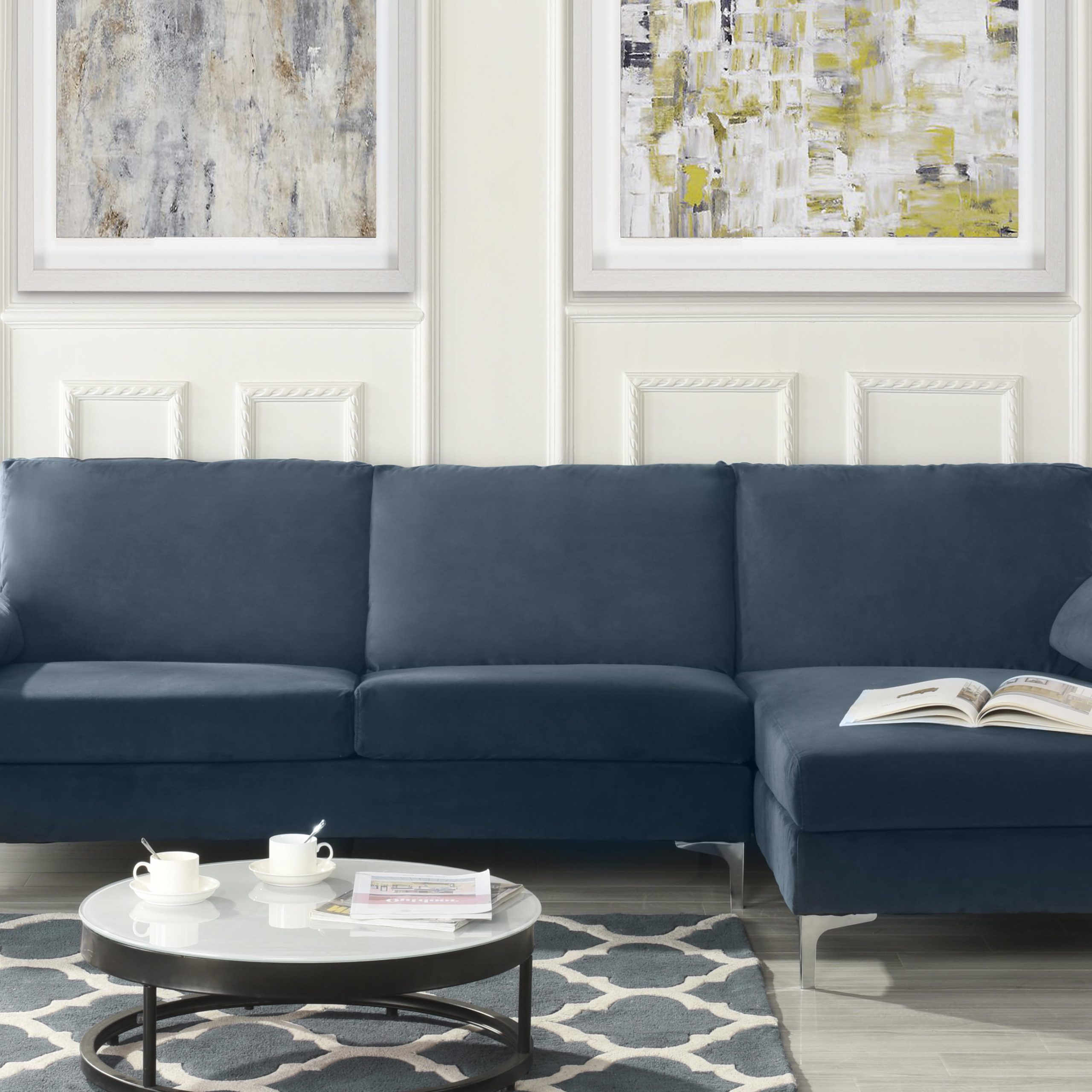 Modern Velvet Fabric Sectional Sofa, Large L Shape Couch With Wide Within Modern Velvet Sofa Recliners With Storage (Gallery 6 of 20)