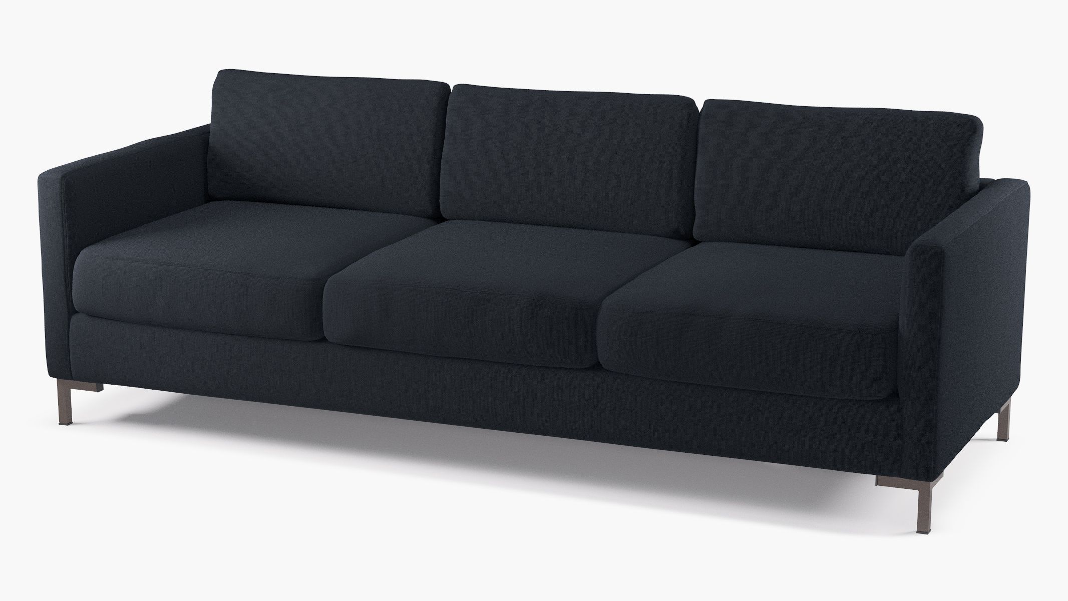Navy Linen Upholstered Custom Modern Sofa | The Inside Furniture In Navy Linen Coil Sofas (View 12 of 20)