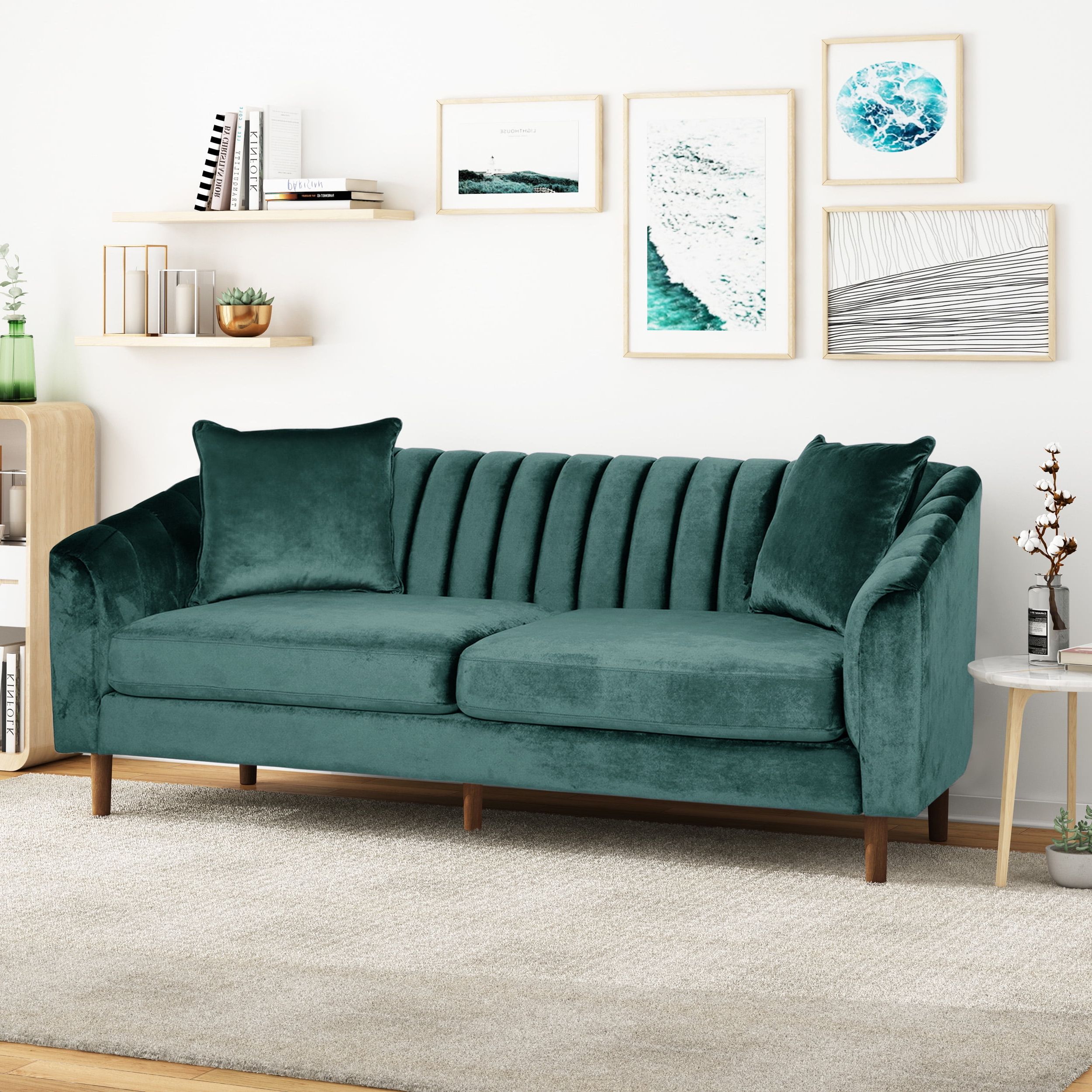 Noble House Orly Contemporary 3 Seater Velvet Sofa, Teal – Walmart Pertaining To Modern Velvet Sofa Recliners With Storage (Gallery 7 of 20)