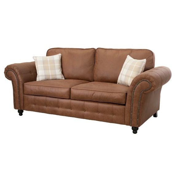 Oakland Faux Leather 3 Seater Sofa | Dunelm For Traditional 3 Seater Faux Leather Sofas (View 7 of 20)