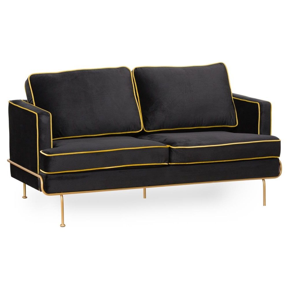 Orla Black Velvet 2 Seater Sofa – Living Room From Breeze Furniture Uk Regarding Black Velvet 2 Seater Sofa Beds (View 3 of 20)