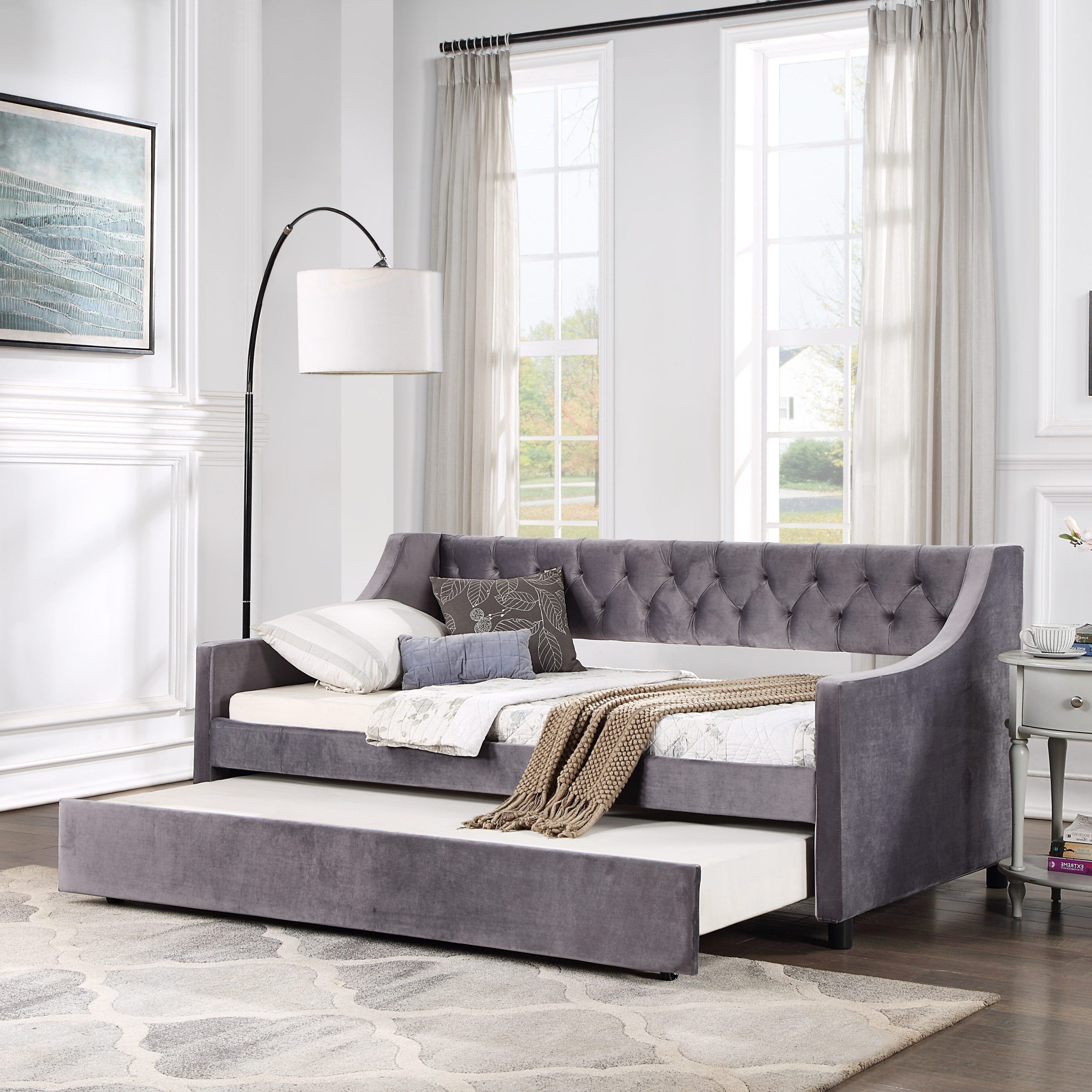 Overdrive Pull Out Sofa Bed With Upholstered Tufted Daybed Sleeper Sofa For 2 In 1 Gray Pull Out Sofa Beds (Gallery 3 of 20)