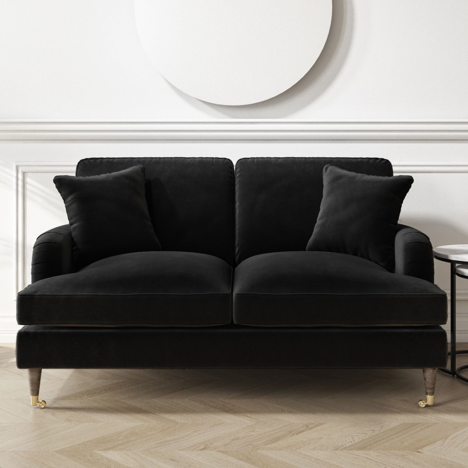 Payton Black Velvet 2 Seater Sofa | Furniture123 With Black Velvet 2 Seater Sofa Beds (View 2 of 20)