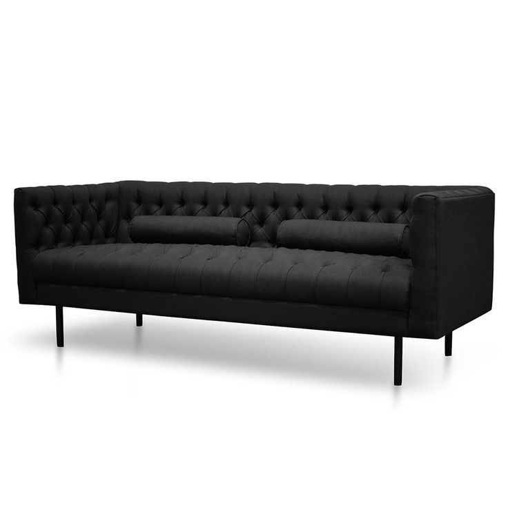 Pilla 3 Seater Fabric Sofa – Black | Black Fabric Sofa, Fabric Sofa Within Traditional Black Fabric Sofas (View 18 of 20)