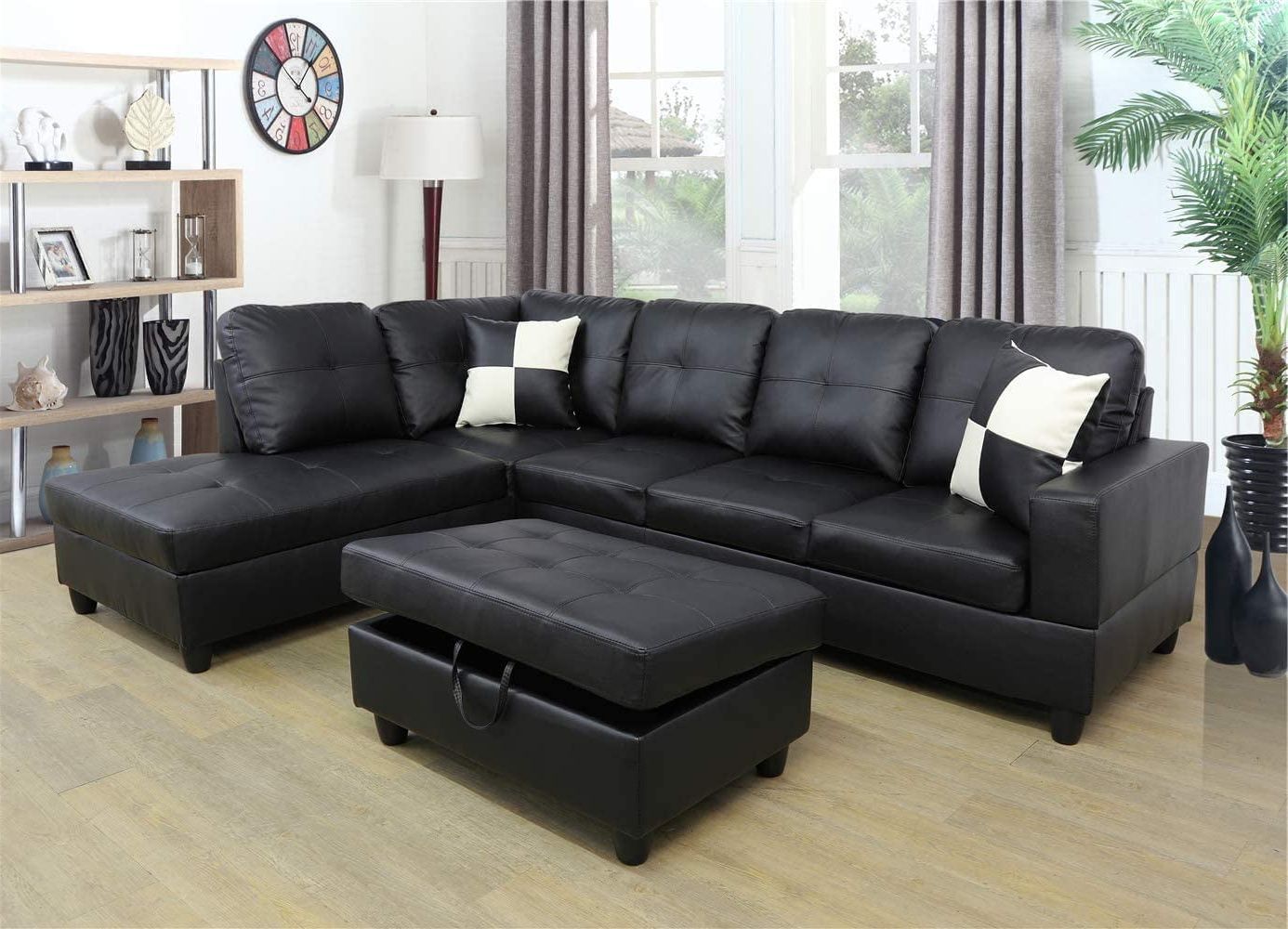 Ponliving Faux Leather 3 Piece Sectional Sofa Couch Set, L Shaped In 3 Piece Leather Sectional Sofa Sets (View 7 of 20)