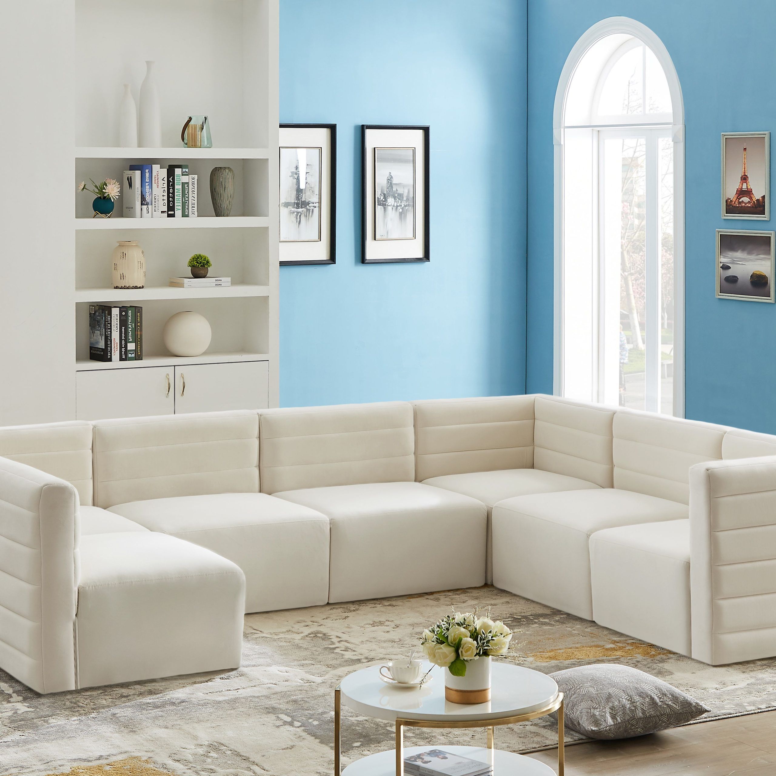 Quincy Cream Velvet Modular Sectional – New Lots Furniture Online Store For Cream Velvet Modular Sectionals (View 7 of 20)