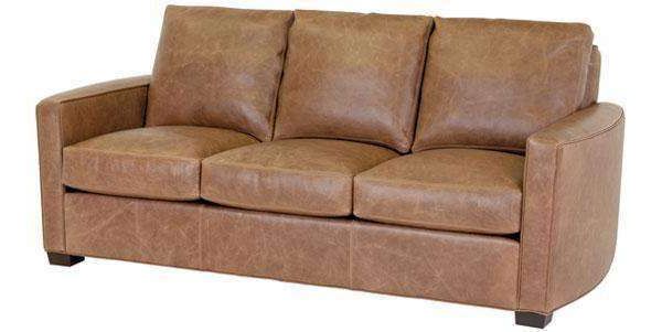 Quinlan Designer Style Curved Arm Leather Sofa Inside Sofas With Curved Arms (View 12 of 20)
