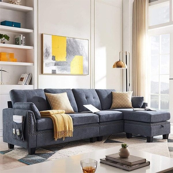 Reversible Sectional Sofa Couch For Living Room L Shape Sofa Couch 4 Pertaining To Sofas In Bluish Grey (View 18 of 20)