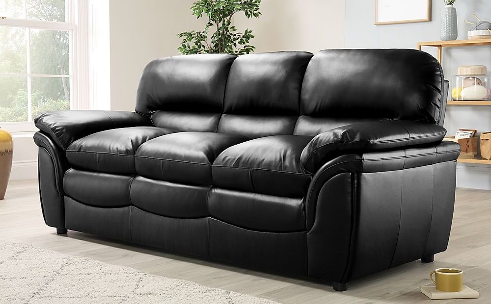 Rochester Black Leather 3 Seater Sofa | Furniture And Choice In 3 Seat L Shaped Sofas In Black (Gallery 19 of 20)