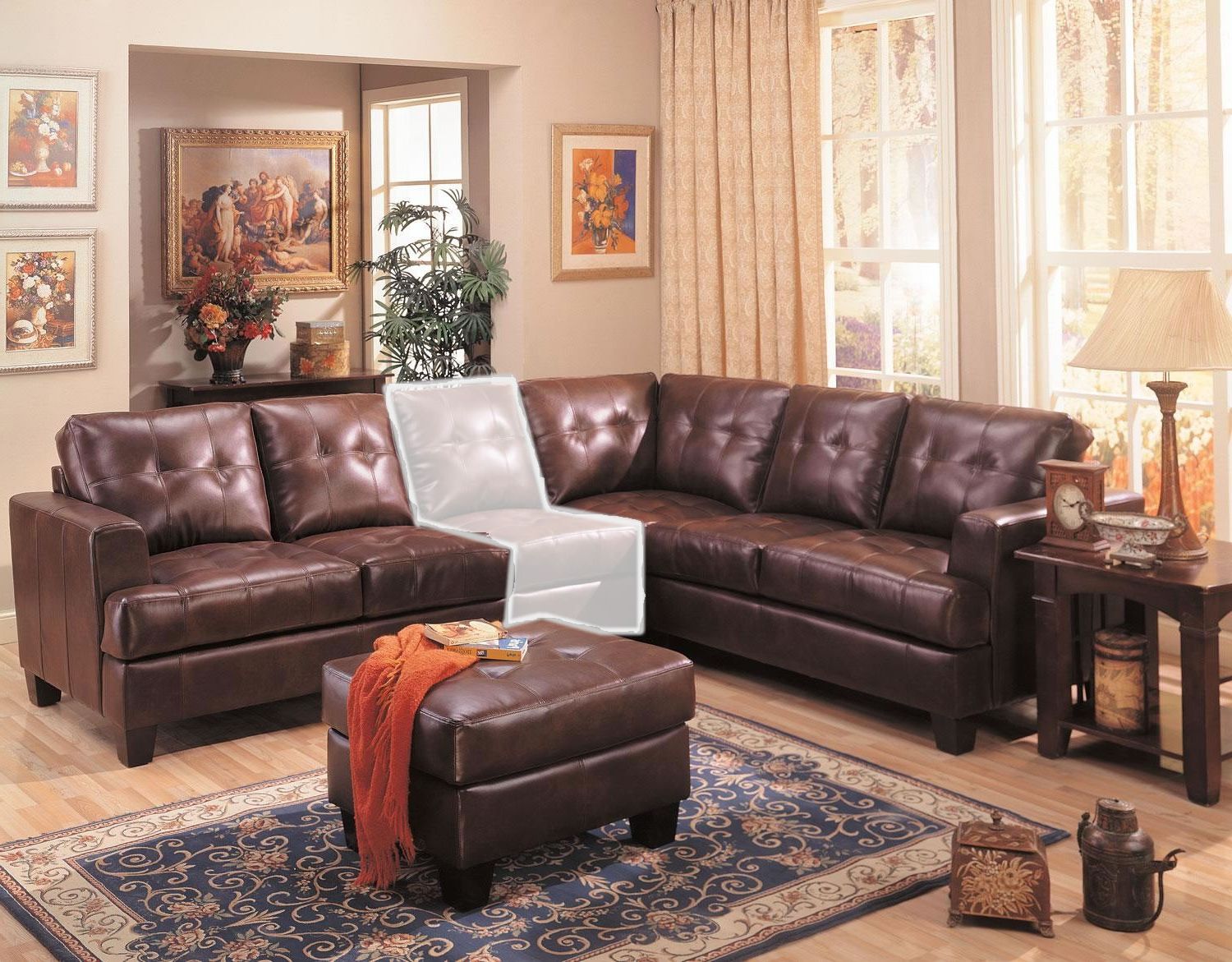 Samuel 3 Piece Brown Leather Sectional Sofa From Coaster (500911 Regarding 3 Piece Leather Sectional Sofa Sets (Gallery 1 of 20)
