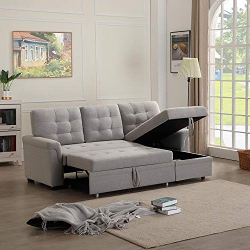 Sectional Sleeper Sofa With Pull Out Bed, Upholstery 86” Sofa Bed With With Regard To 3 In 1 Gray Pull Out Sleeper Sofas (View 6 of 20)