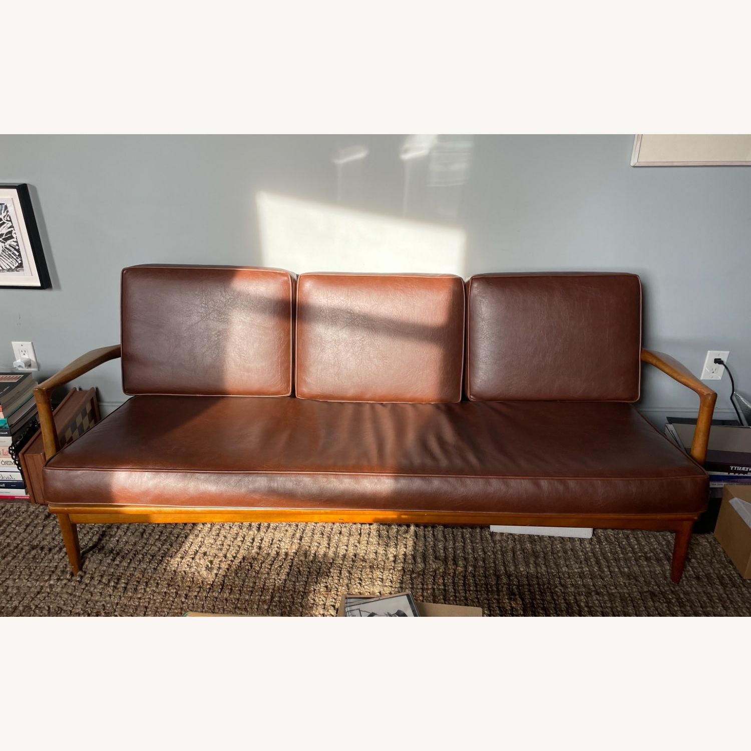 Selig Mid Century Danish Walnut 3 Seater Sofa – Aptdeco Intended For Mid Century 3 Seat Couches (View 3 of 20)