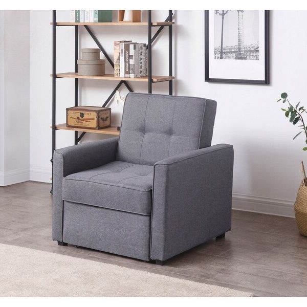 Shop Chandler Gray Convertible Arm Chair Bed – Free Shipping Today In Convertible Light Gray Chair Beds (View 14 of 20)