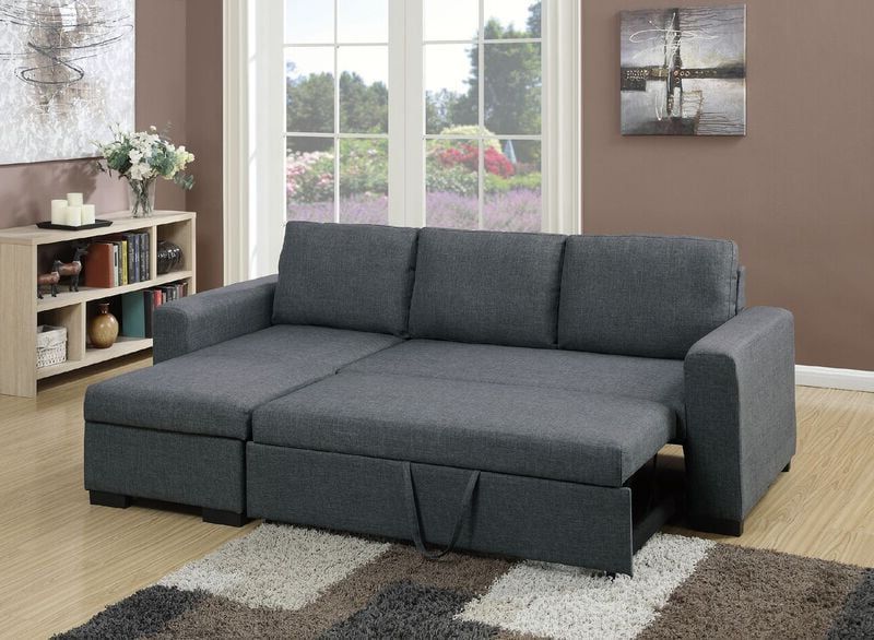 Simple Relax Modern 2 Pcs Sectional Sofa Pull Out Bed Under Seat Pertaining To 2 In 1 Gray Pull Out Sofa Beds (Gallery 20 of 20)