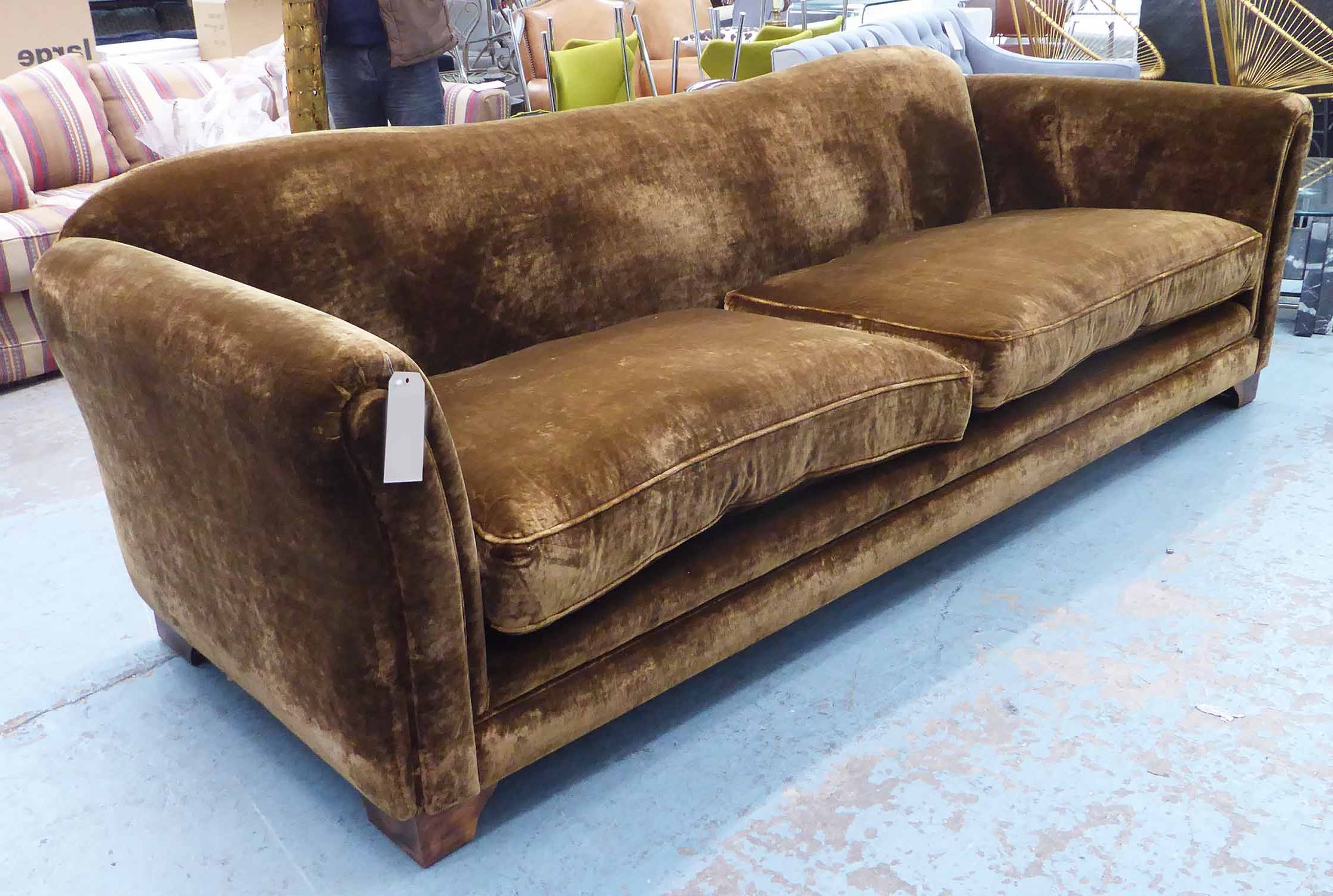 Sofa, Of Large Proportions In Chocolate Brown Velvet, 251cm W X 79cm H Pertaining To Sofas In Chocolate Brown (View 13 of 20)