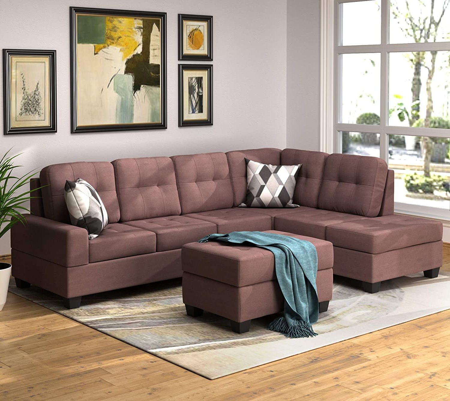 Soges Suede L Shape Sectional Sofa With Reversible Chaise Lounge For For L Shape Couches With Reversible Chaises (View 13 of 20)
